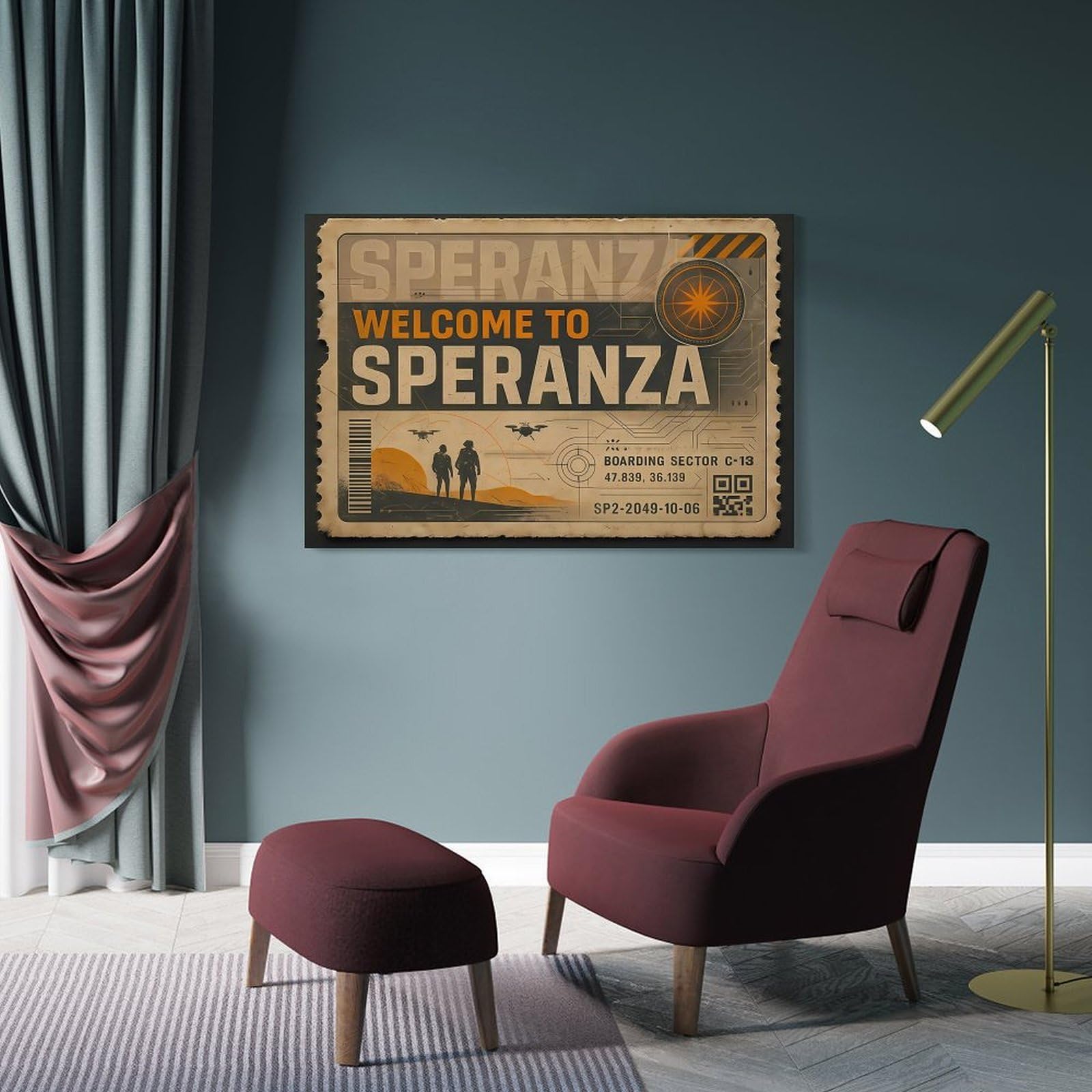 Junmoney Speranza Decorative Canvas Print 24x36inch(60x90cm), for Corridors, Hallways Or Apartment Entries, Decorative Wall Art for Narrow Spaces