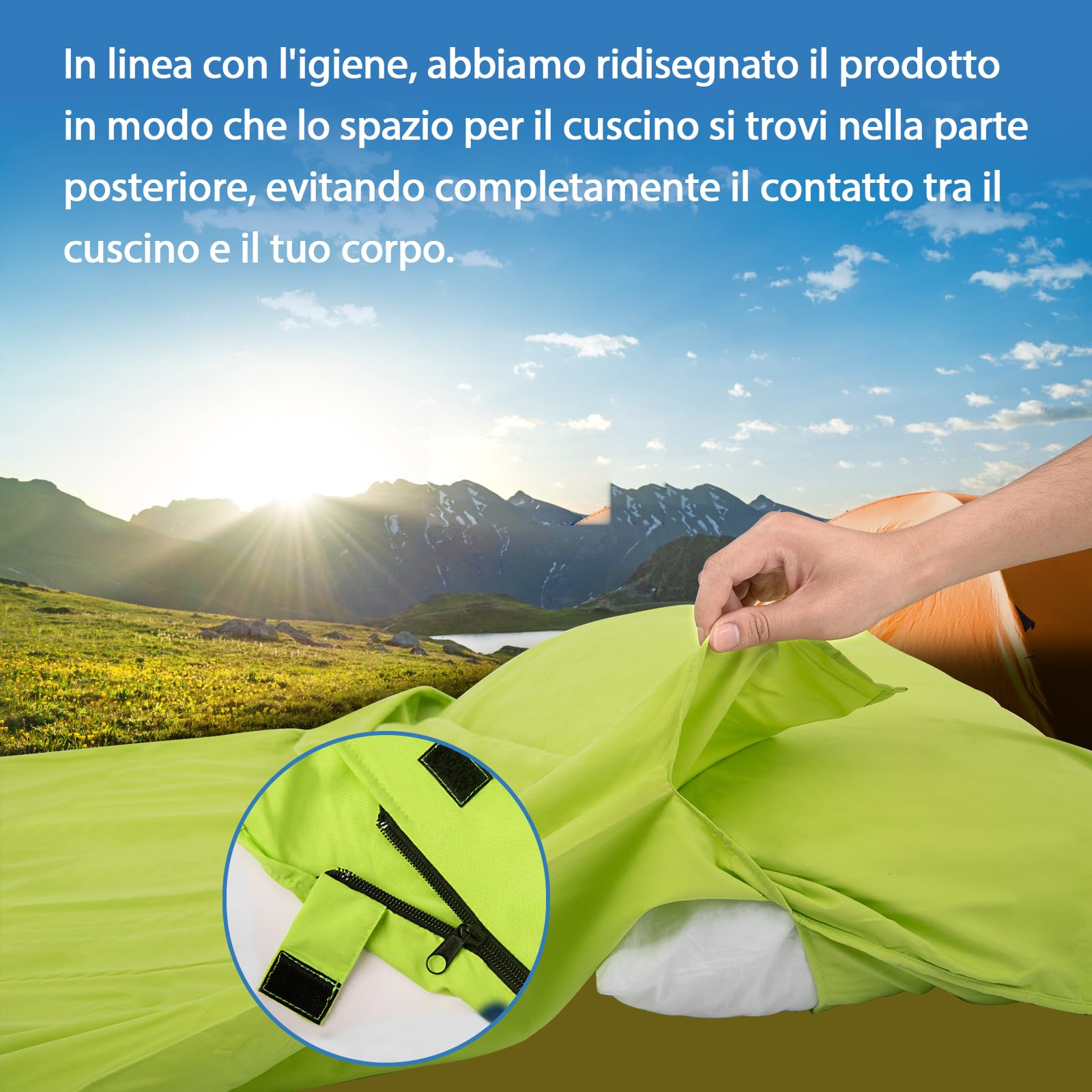 JAICOM Sacco Lenzuolo Sacco a Pelo, Sacco Lenzuolo da Viaggio Ultraleggero e Compatto, 220x90cm, Ideale per il campeggio, l'escursionismo, l'ostello e i viaggi di lavoro