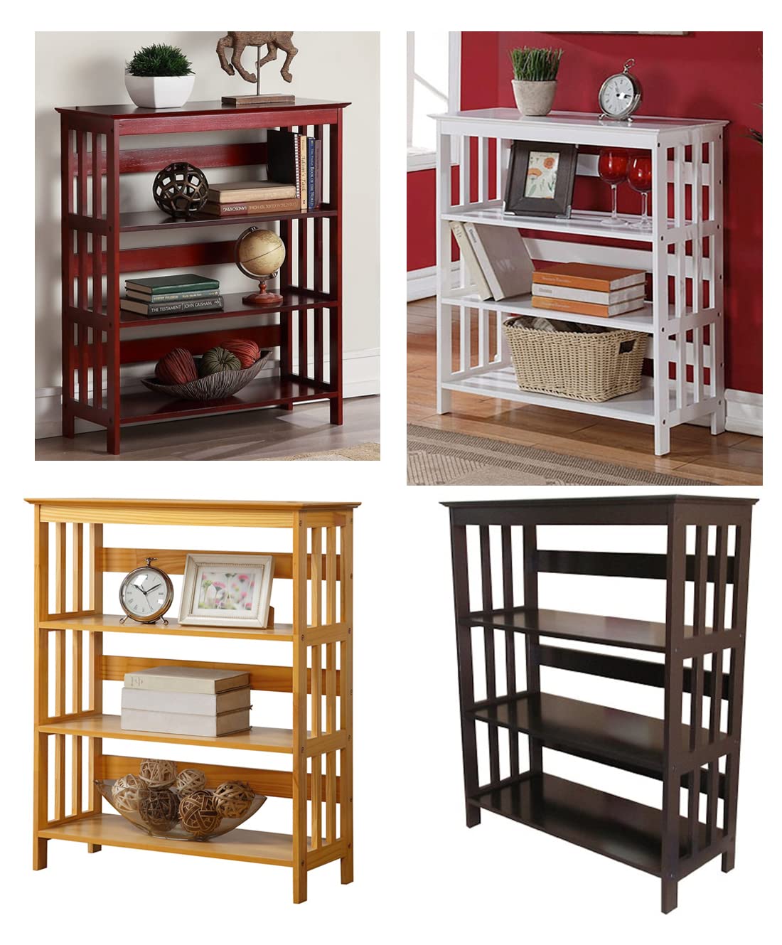 Legacy Decor 3 Tier Wooden Bookshelf Bookcase Shelves White Finish 36" High