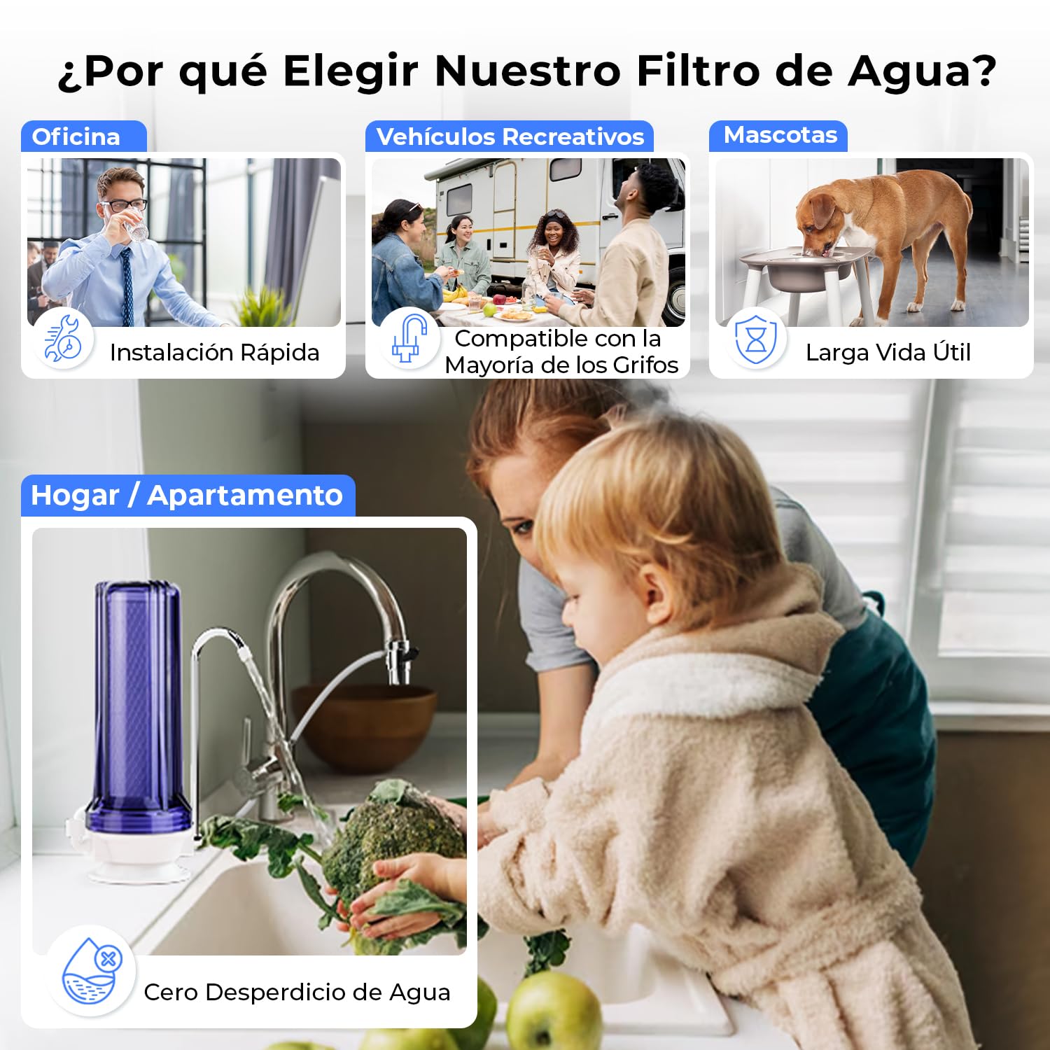 iSpring CKC1C Sistema de Filtración de Agua Potable para Encimera con Filtro de Carbón, 2.5" x 10", Transparente