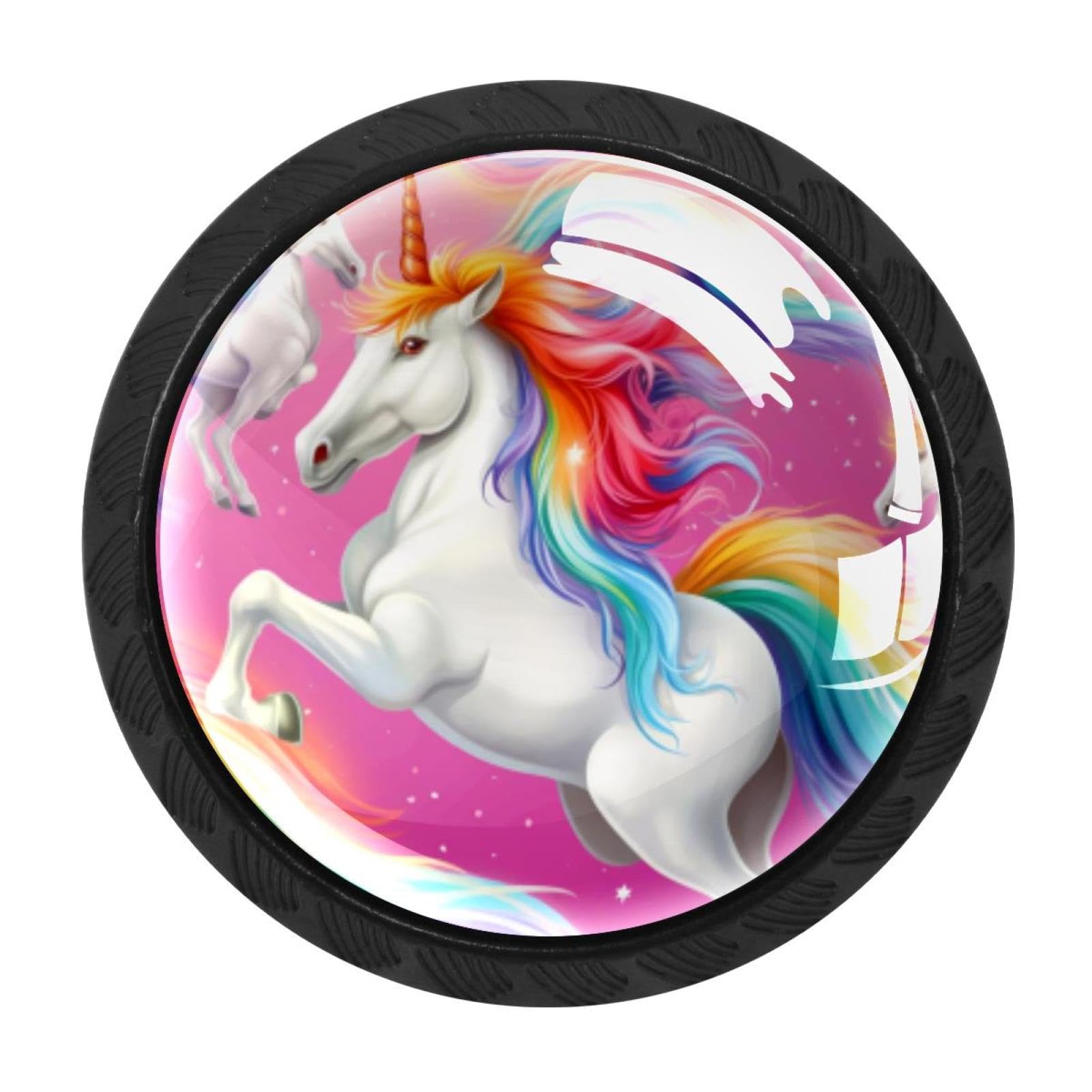 Chenzzzz Multicolored 01 4Pcs Rainbow Unicorn Dresser Knob Round Glass Drawer Knobs Pulls Cabinet Handle For Home Kitchen Office Bathroom Wardrobe Cupboard