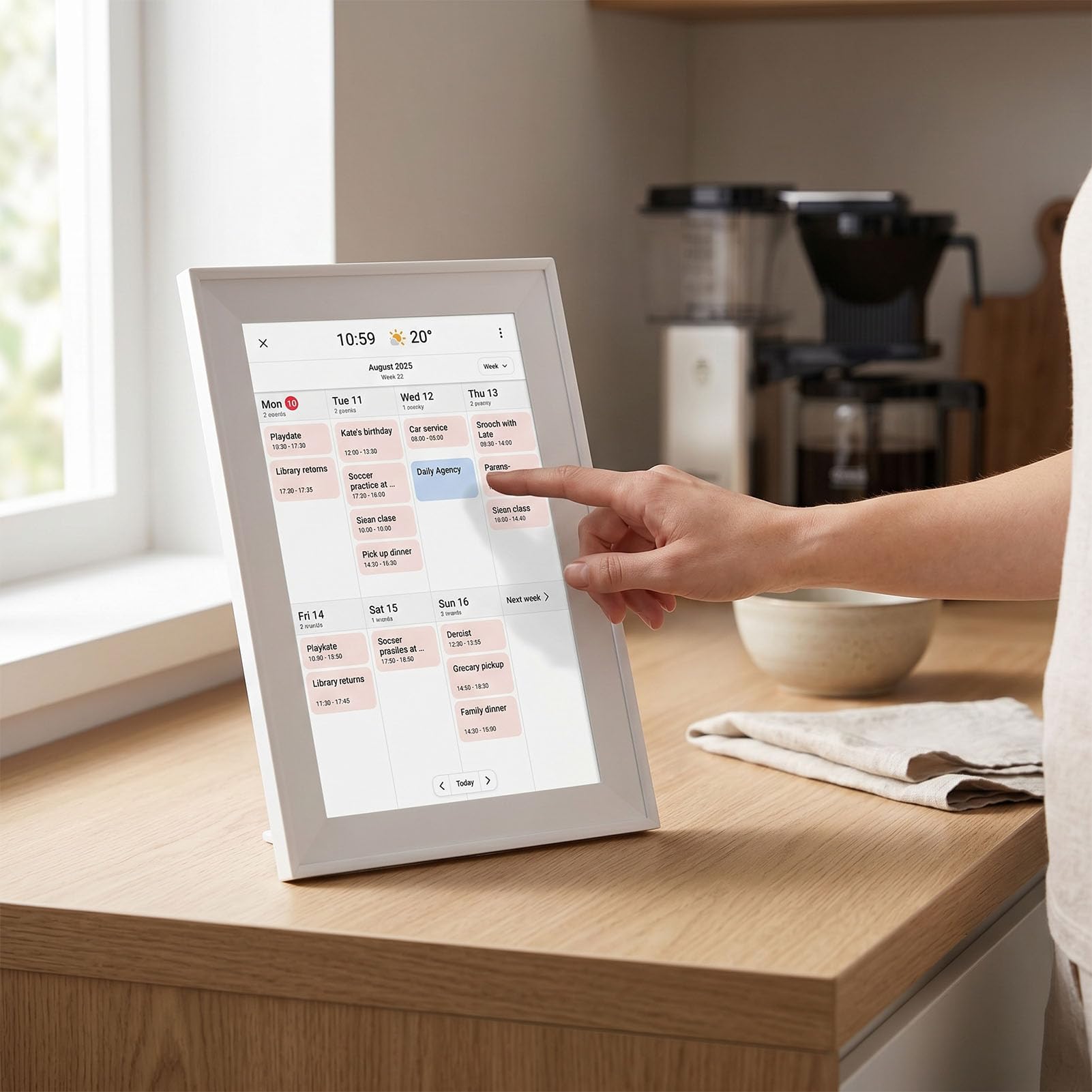 Aramox Intelligenter Touchscreen-Kalender, 10,1 Zoll Digitaler Familienplaner mit WLAN-Synchronisierung, IPS-LCD-Dual-Touch, 1280 X 800, Zeitplan- und Fotoanzeige für die Familie Im Home Office