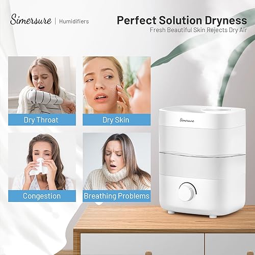 Miniatura 3 de Humidificador de llenado superior, tanque de agua de 2 L para dormitorio, humidificador de aire blanco de larga duración 28 horas para habitación