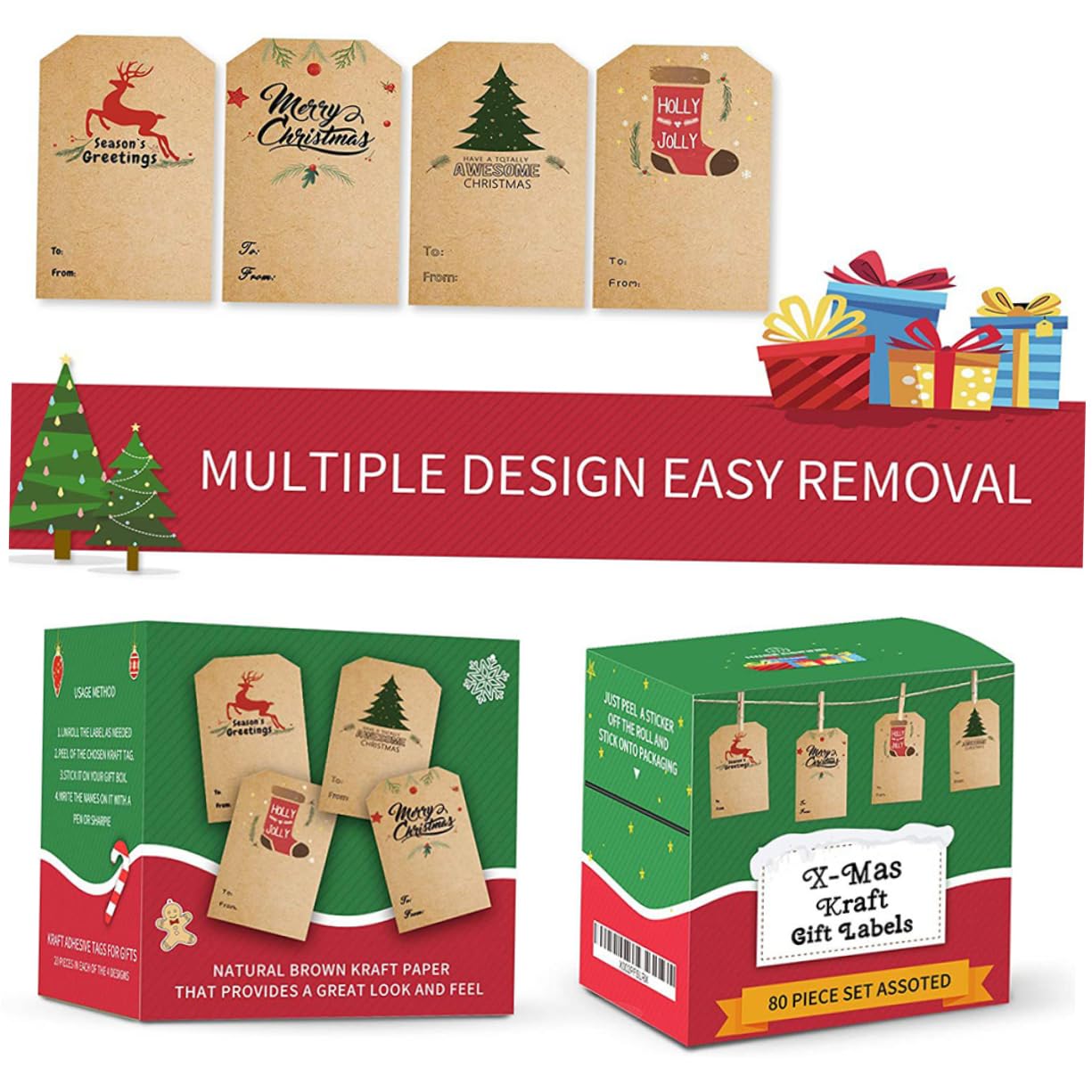 Angoily 3 Etichette Adesive Natalizie Decorative per Regali Motivi Cartoon Stickers per Pacchetti e Biglietti Natale Facili Applicare e Rimuovere