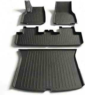 4 Piece Floor Mats & Luggage Mats Set for Tesla Model Y Juniper 2025/2026, All Weather Mats Protective Mats Diecast TPE Car Floor Mats (Standard/Premium/Performance)