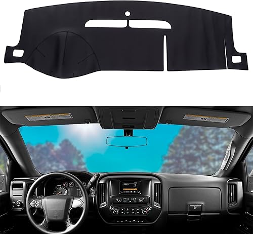 BERKSYDE Cubierta de cuero para tablero de instrumentos compatible con Tahoe Suburban 1500 2500 Yukon Sierra 07-13, Avalanche Silverado 07-13 con