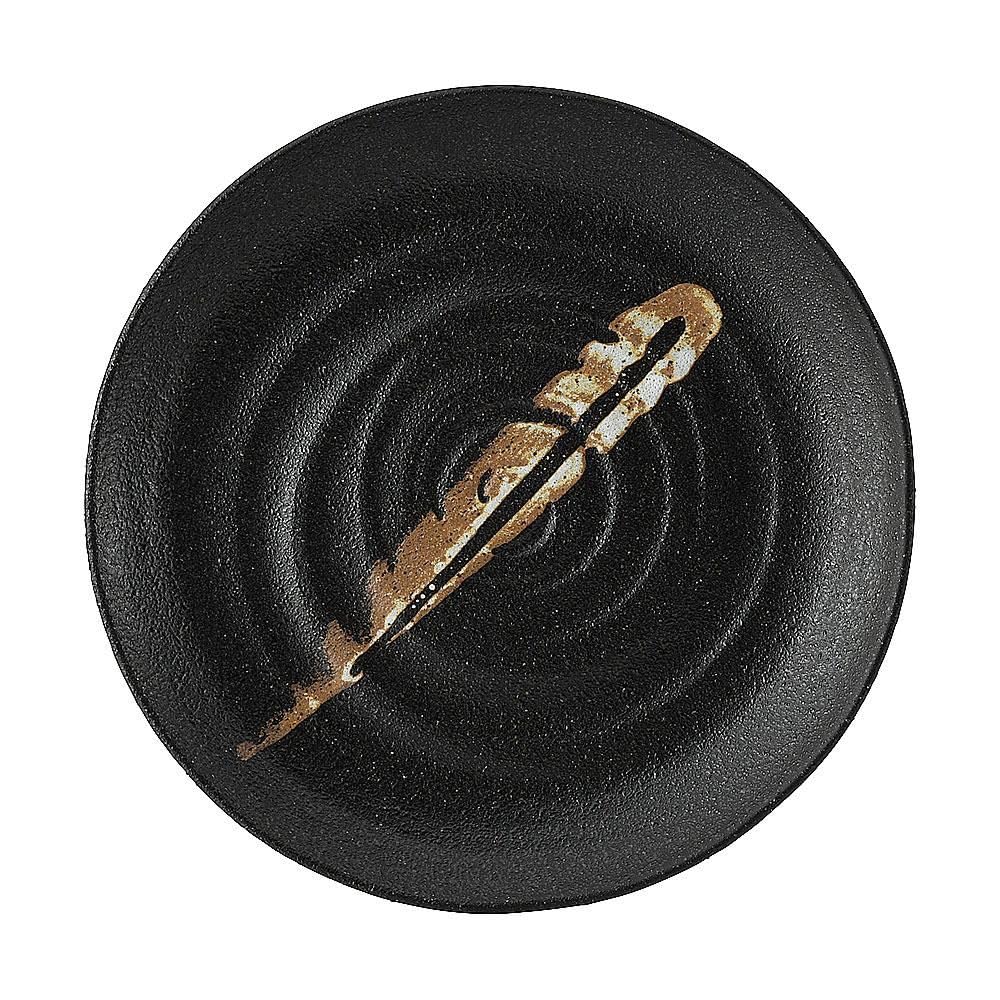 Amazon.co.jp: 漁火 28cm皿 約28cm 黒系 和食器 丸大皿 日本製 業務用