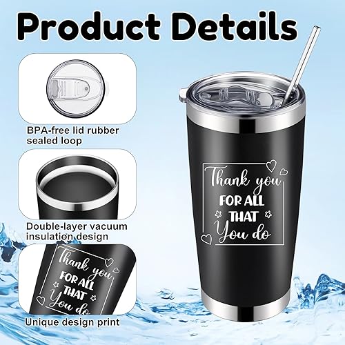 Miniatura 3 de Norme Taza de 20 onzas con aislamiento de acero inoxidable con tapa para compañeros de trabajo con tapa para mujeres, empleados voluntarios,