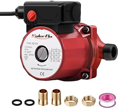 3/4 Inch Hot Water Circulating Pump 3-Speed Circulation Water Pump for Solar Heater SystemRS15-6 Red