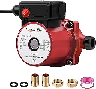 3/4 Inch Hot Water Circulating Pump 3-Speed Circulation Water Pump for Solar Heater System(RS15-6 Red)