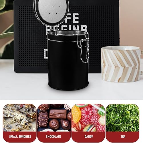 Miniatura 3 de COHEALI Recipiente hermético de hojalata, recipiente de lata de té, granos de café, contenedor de almacenamiento de alimentos con tapas, recipientes