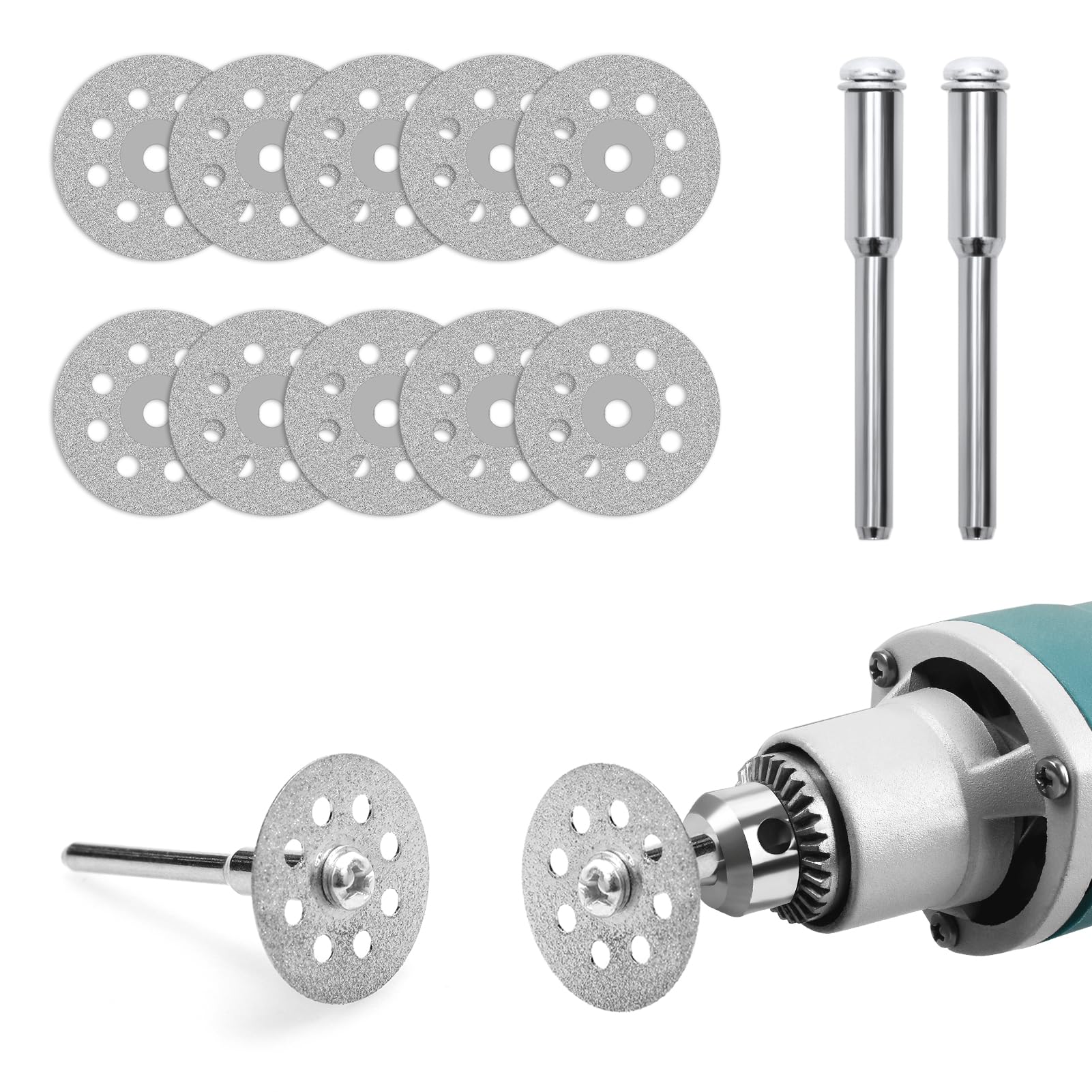20 Stück 22mm Diamantscheibe Werkzeug Trennscheibe Metall Werkzeug Diamant Trennscheibe Rotationswerkzeug Zubehör, Diamant Schleifscheibe mit 2 Stück