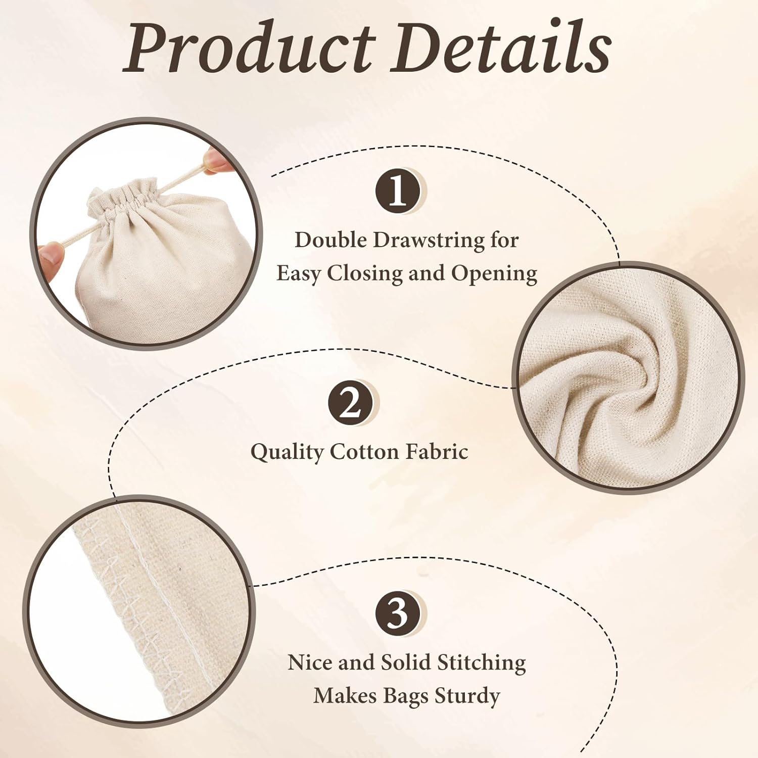 IANFAN 30 Pcs Cotton Canvas Bags, 7x9 inches Cotton Drawstring Bags Reusable Produce Bag Washable Muslin Storage Bag Canvas Fabric Sachet Bulk for Vegetables Jewelry Party Wrapping DIY Home Supplies - Image 3