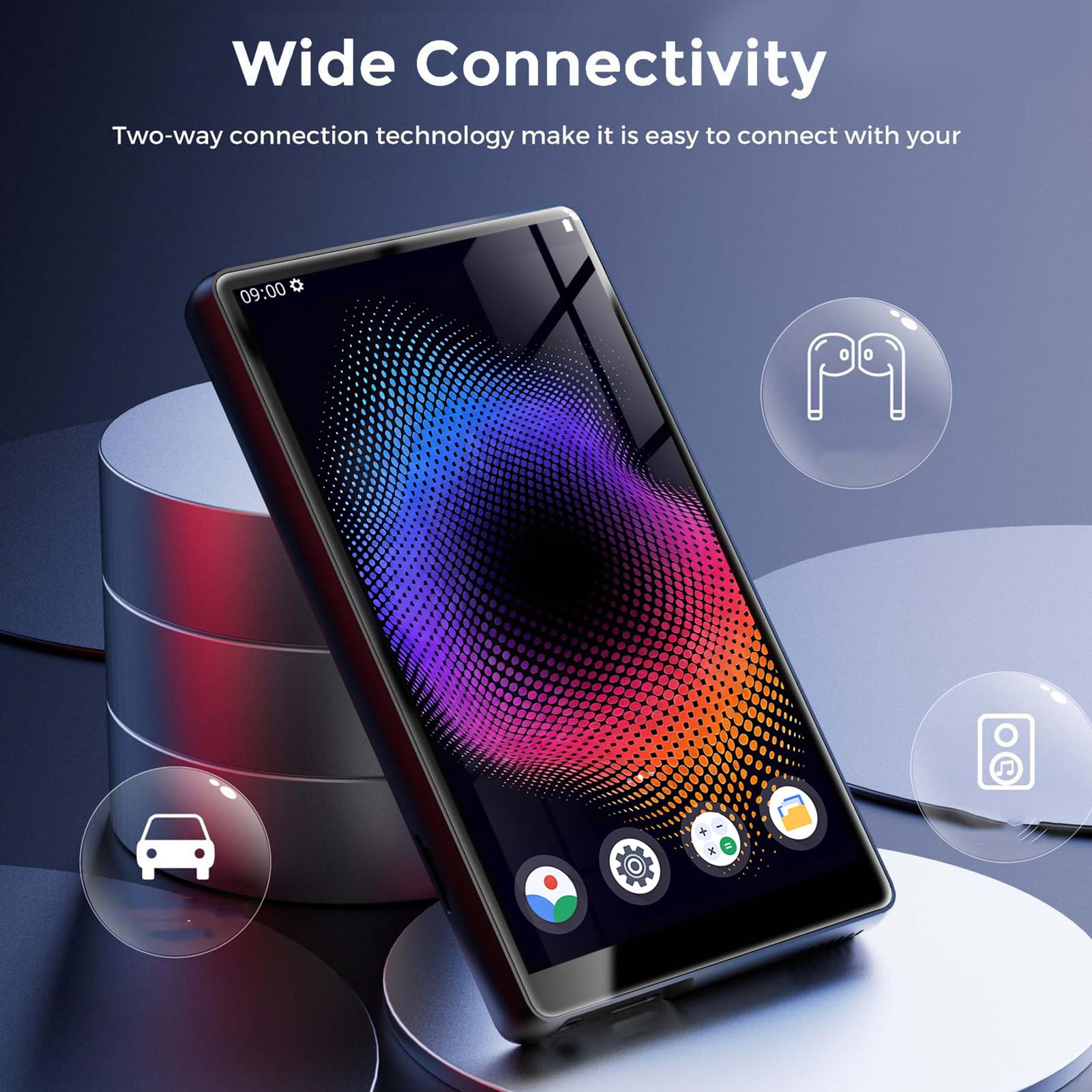 MP4 Player with 5 Inch Touch HD Screen, Bluetooth | Batteria a lunga durata, ROM da 64 GB, memoria espandibile, supporto 11, design ergonomico