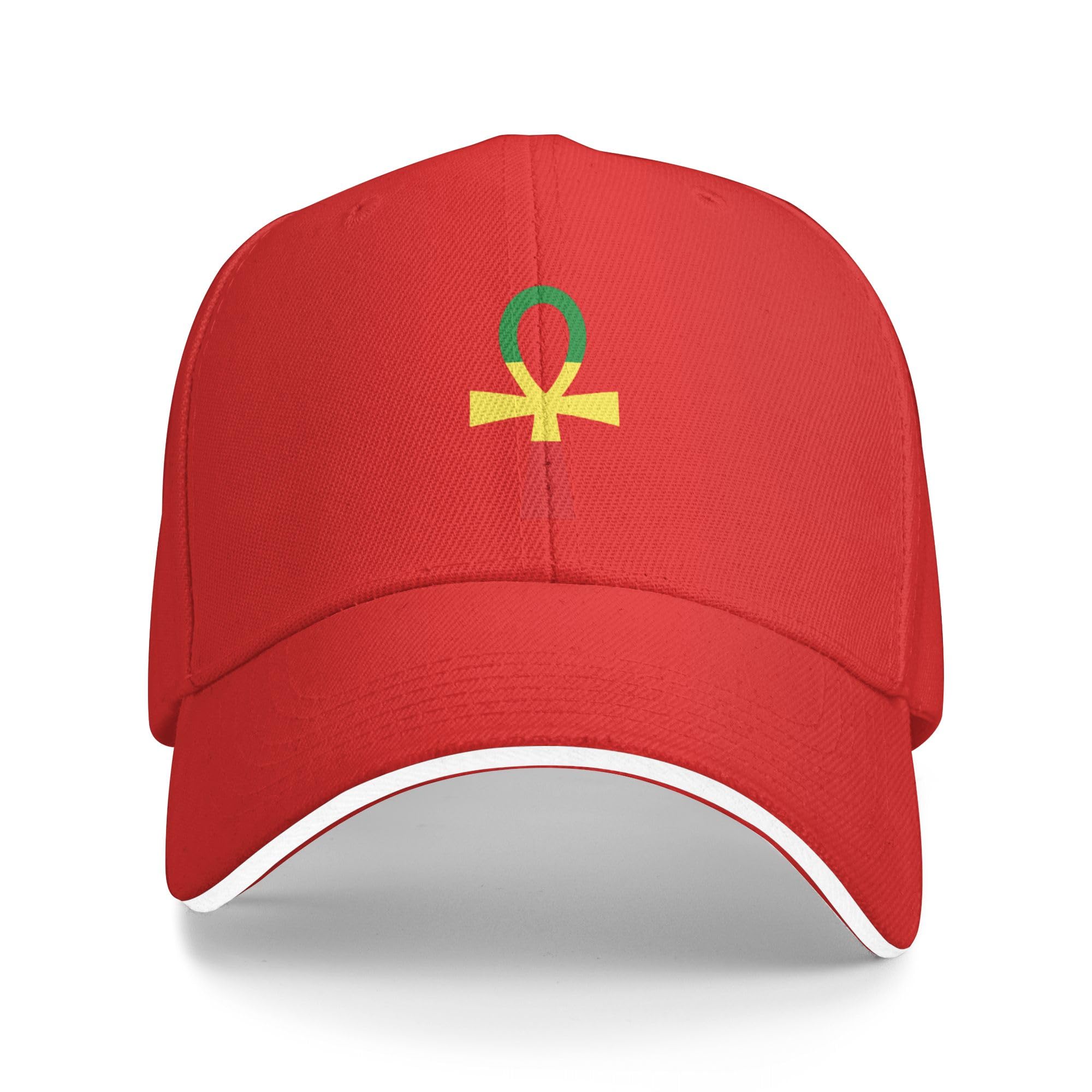 Rasta Ankh Baseball Cap Men Women Adjustable Peaked Sandwich Dad Hats Golf Hat Red