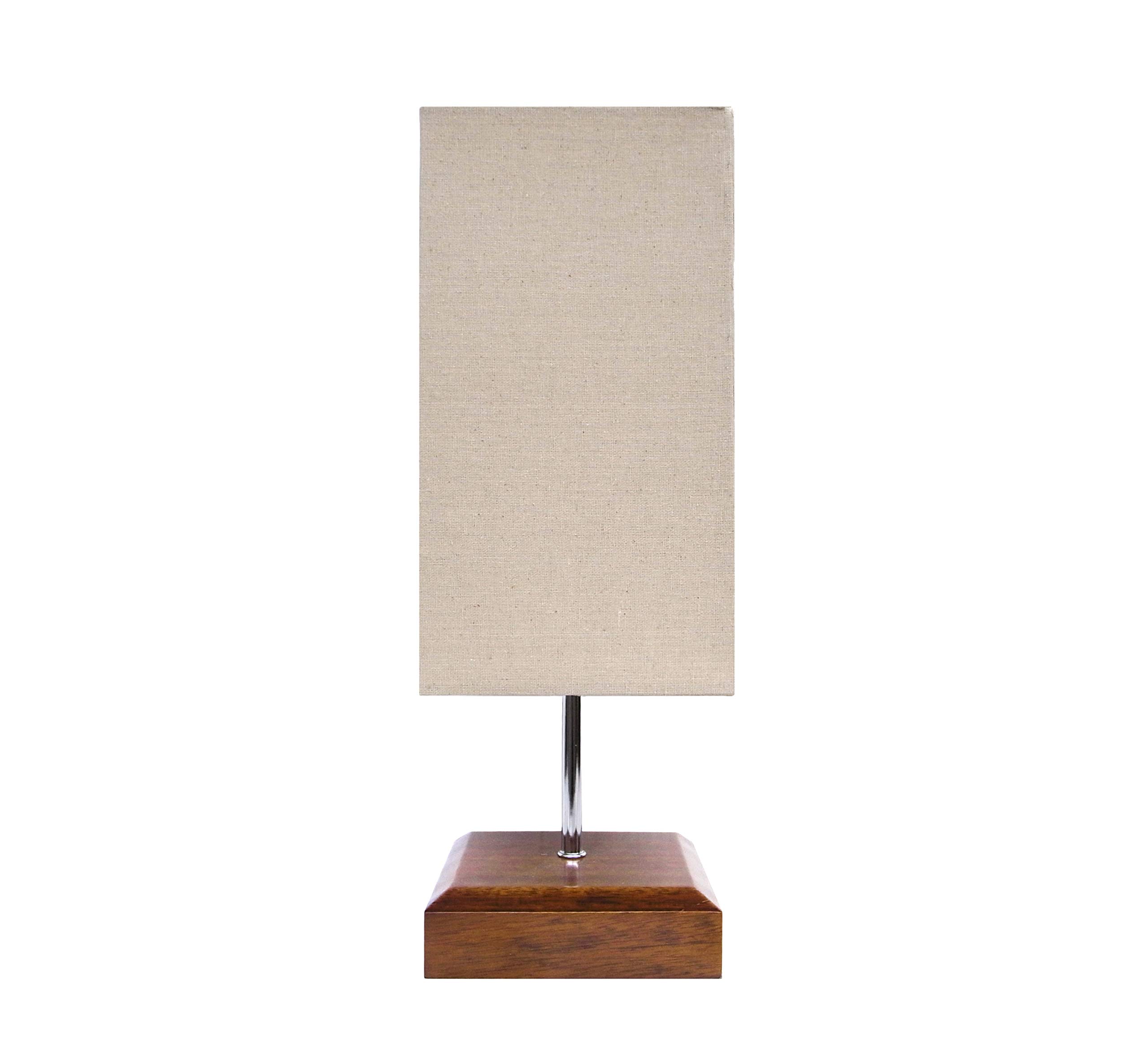 17"H Minimalist Sandalwood Base Living Room Indoor Desk Lamp (Square)
