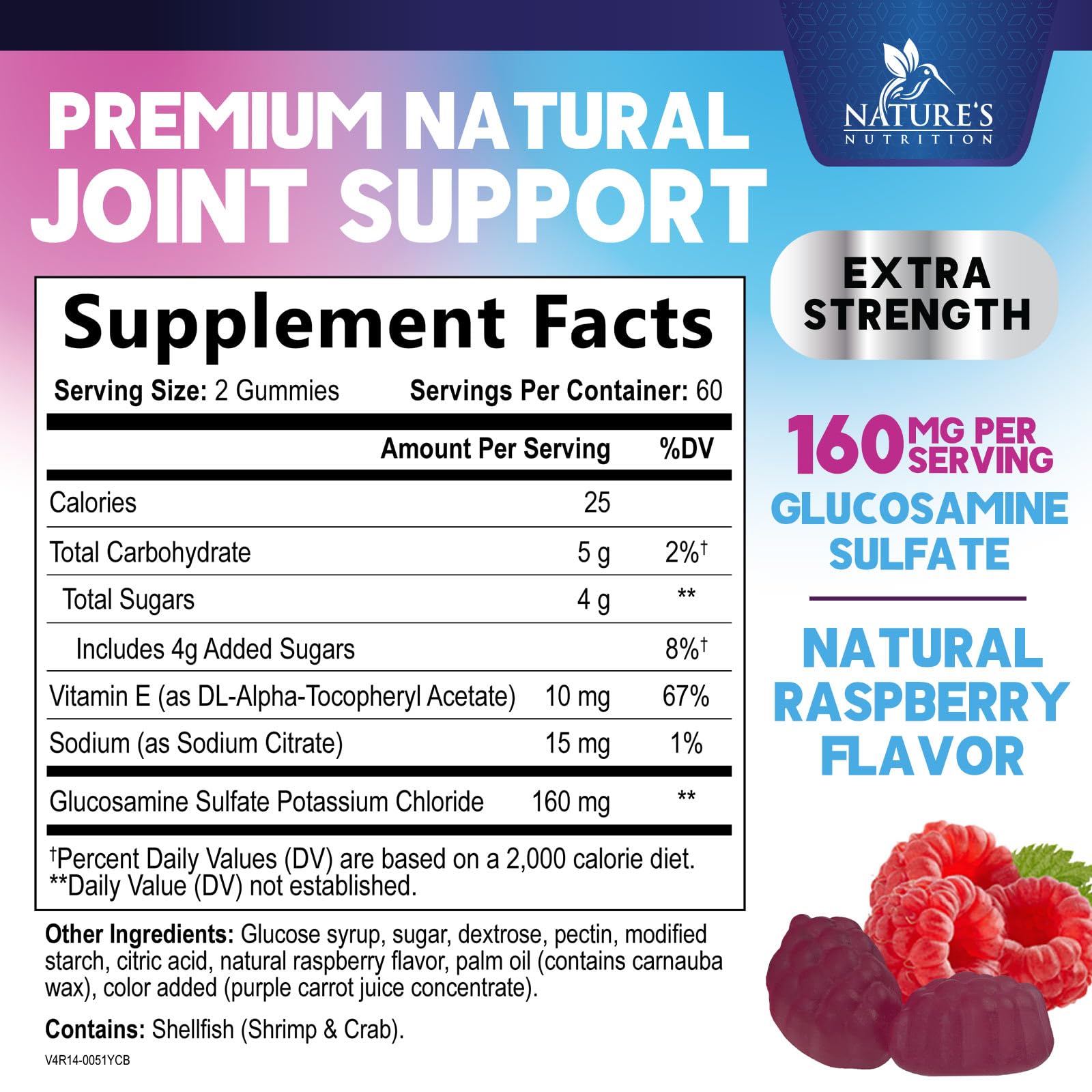 Joint Support Gummies - Extra Strength Glucosamine Gummy Plus Vitamin E - Nature's Joint Support Supplement for Occasional Discomfort for Back & Knees - Cartilage & Flexibility Support - 120 Gummies — Amazon image 2