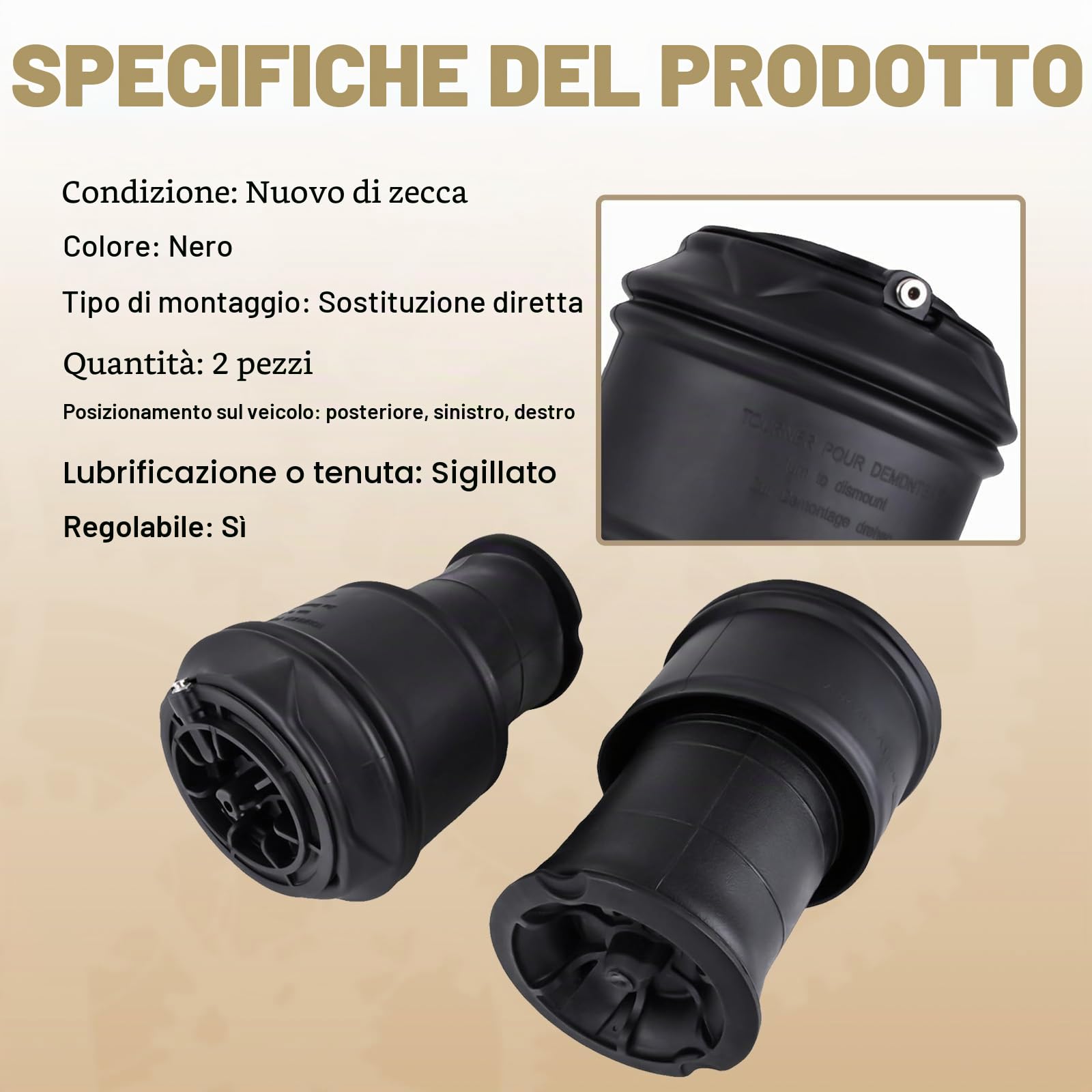 5102.R8 2Pcs Sacchetti molla sospensione pneumatica ammortizzatore posteriore destro e sinistro Compatibile con C4 Grand Picasso Part# 5102.GN 9681946080 F307512401