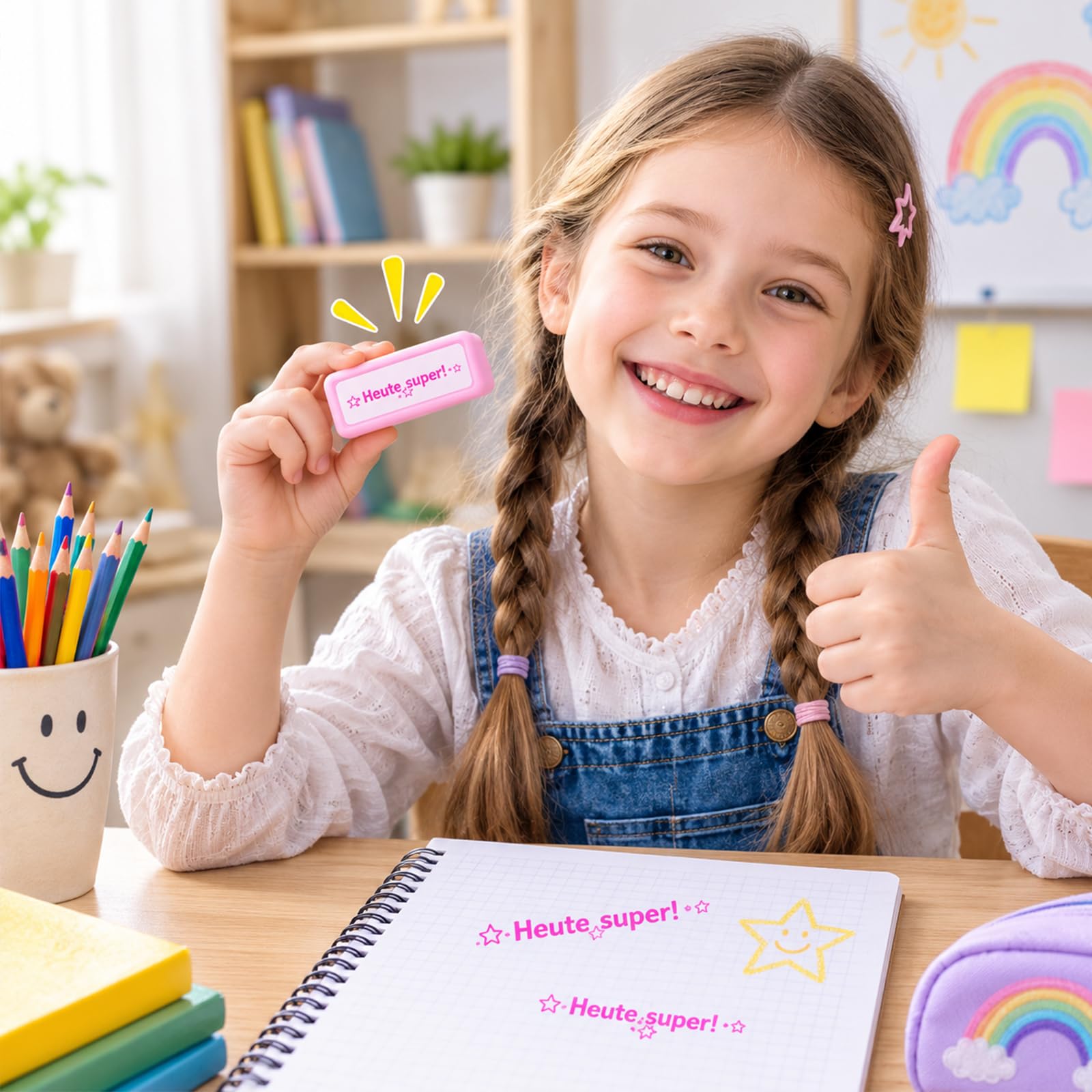 Set di 12 timbri motivazionali per insegnanti, per bambini, scuola e scuola domestica, timbri colorati per insegnanti e insegnanti