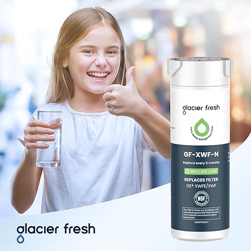 Miniatura 7 de GLACIER FRESH Filtro de agua compatible con XWFE (chip integrado), repuesto para GE XWFE, filtro de agua para refrigerador XWF NSFANSI 42,