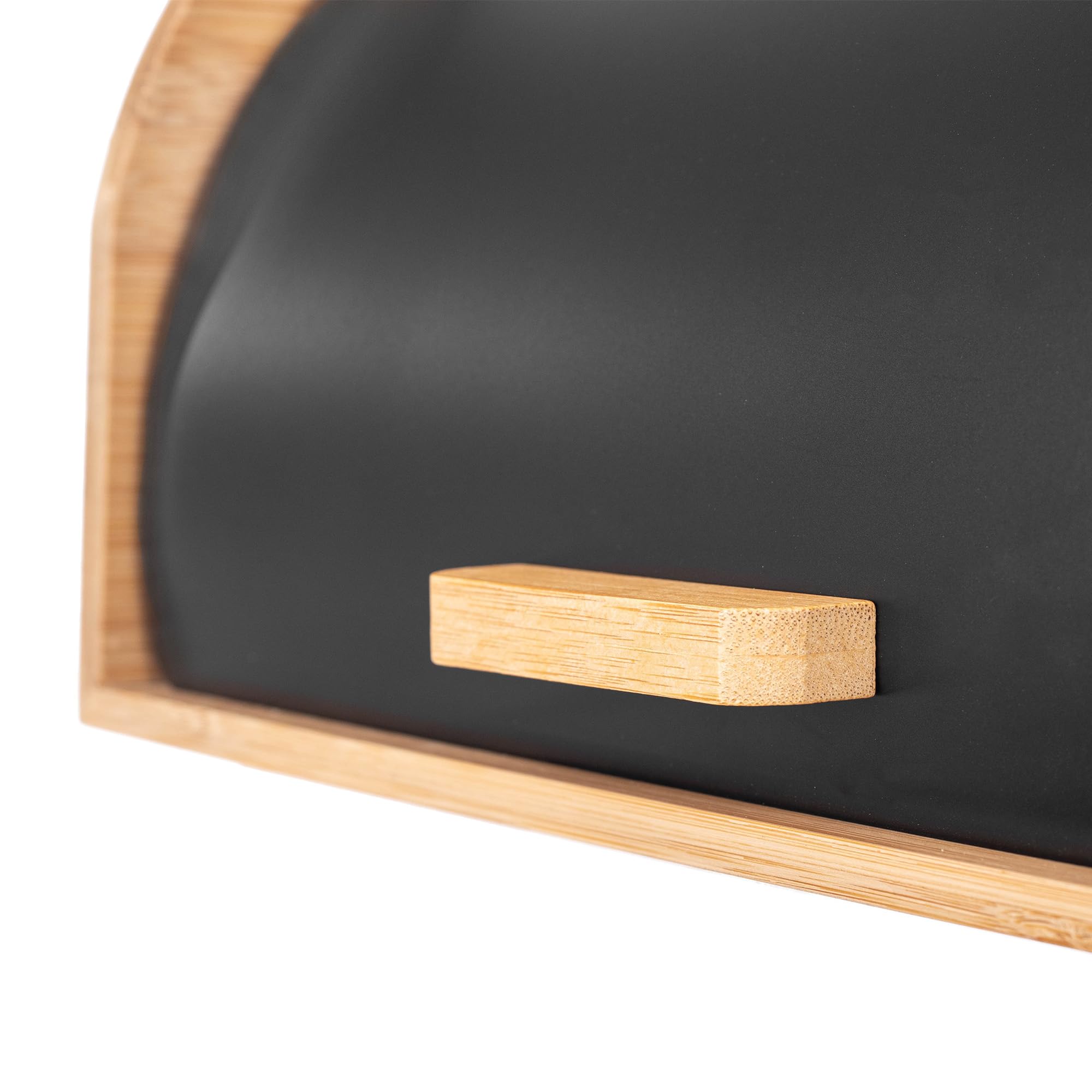 KADAX Brotkasten 31 x 28 x 18 cm aus Bambus und Edelstahl, Brotaufbewahrungsbox, Brotbehälter zur Aufbewahrung von Brot, Brotaufbewahrung (Schwarz/Holz)