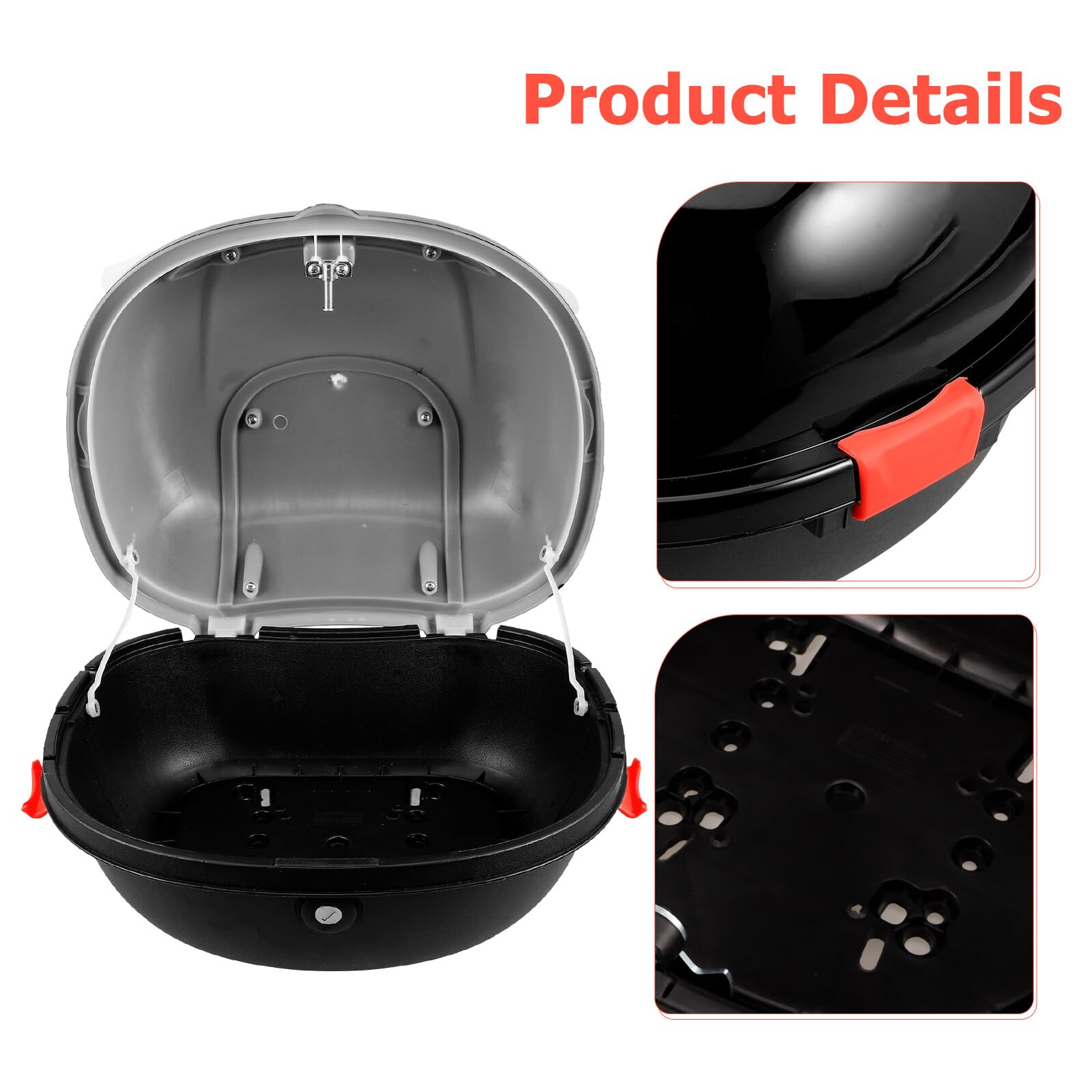 GANAZONO Baule Moto in Pp con Schienale, Top Case Sicuro con Ampio Spazio per Bagagli, Design Moderno e Stile Elegante per Motociclisti