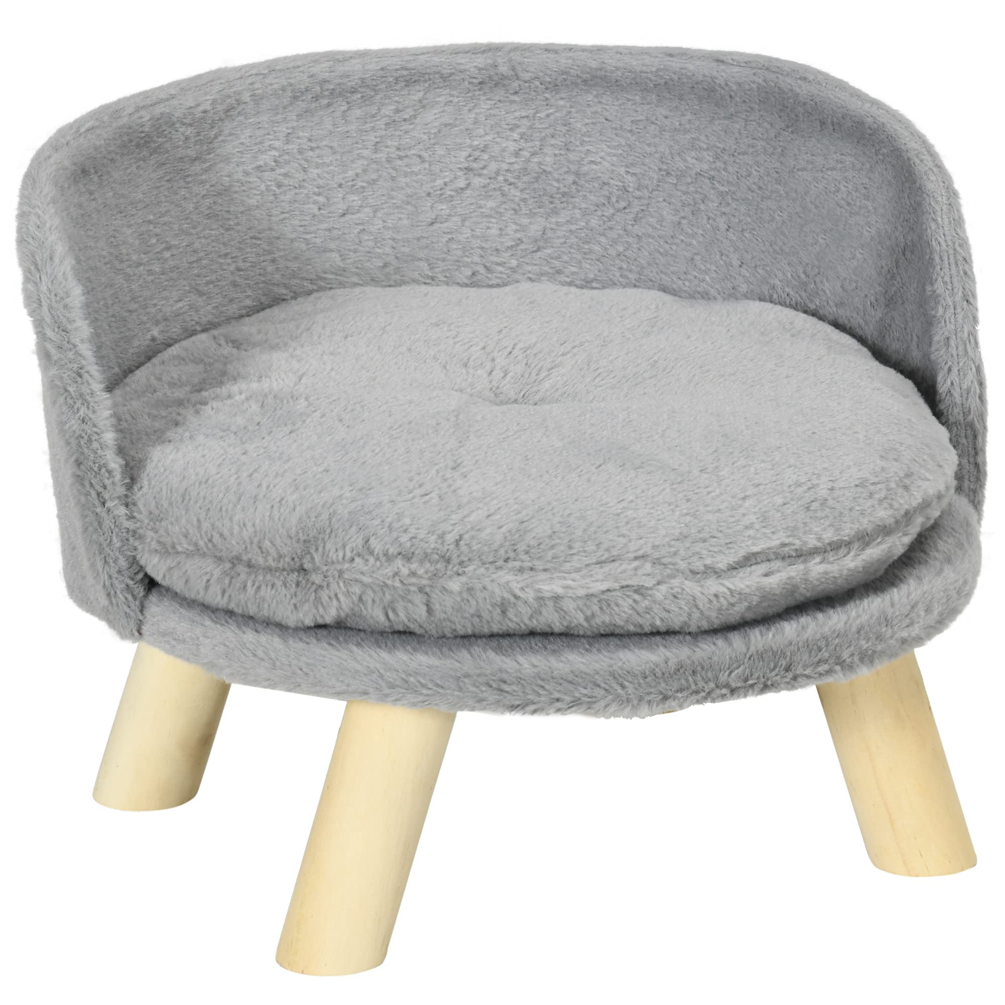 PawHut Canapé lit Panier pour Chien Design scandinave Coussin Moelleux Amovible Pieds en Bois Ø 40,​5 x 33H cm Gris