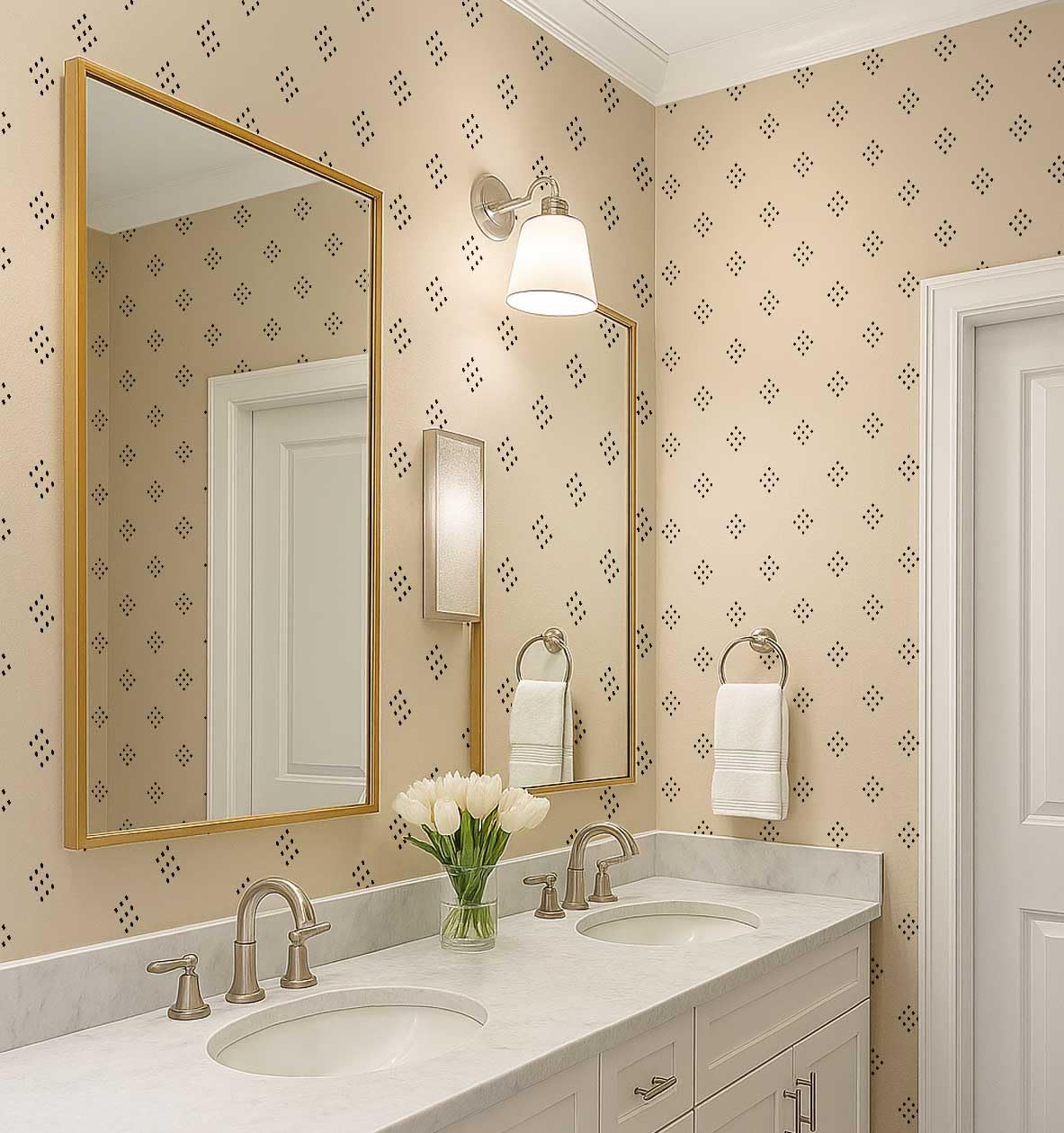 S4Sassy Papel Pintado Moderno De Lunares Y Rombos: Revestimiento De Pared Bohemio Blanca, Papel De Vinilo Autoadhesivo, Revestimiento Decorativo, Armario Y Sala De Estar