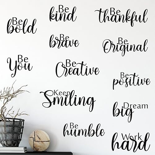 Marspark 12 calcomanías inspiradoras para pared, con cita motivacional, para despegar y pegar, calcomanías extraíbles de espejo con frase positiva
