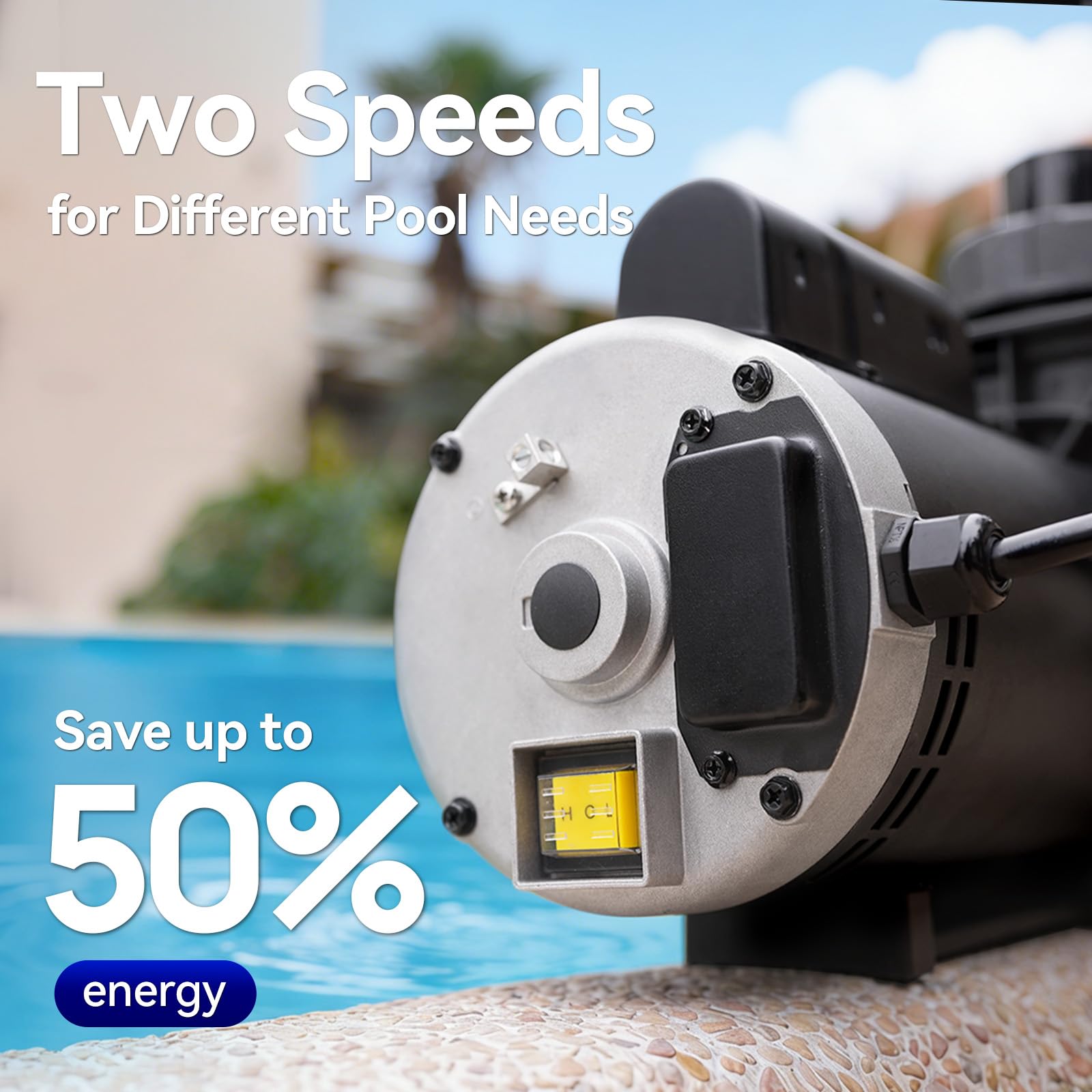 AQUASTRONG - Wbudowana pompa basenowa z ziemią, 2 HP, 220 V, podwójna prędkość 9000 GPH, pojedyncza prędkość z silnikiem z czystej miedzi, energooszczędność, wysoki przepływ, wydajne pompy basenowe