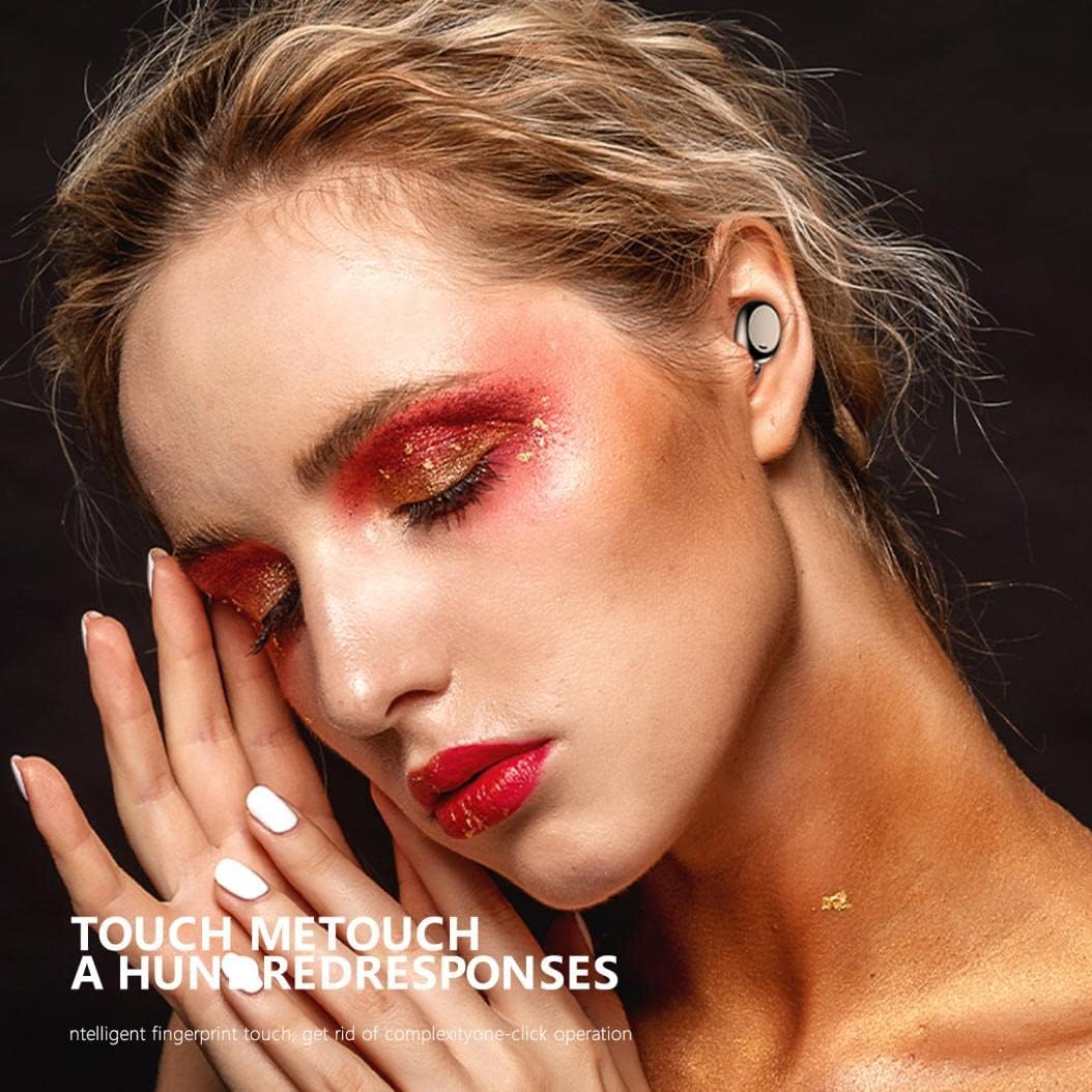 earbuds headphones 5 1 bluetooth compact comfortable in ear stereo surround sound smart fingerprint touch fast charging for sports music w