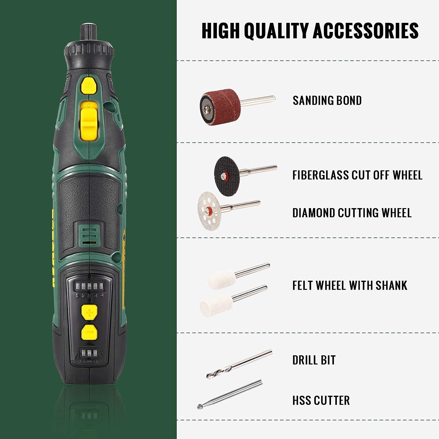 Cordless Rotary Tool Kit + Cordless Detail Sander, 8V 2.0Ah Battery, USB-C Cable Charger, 58pcs Accessories & 20V Sander with 12Pcs Sandpapers, 12000OPM, 2.0Ah Battery with Fast Charger, Dust Bag - - 