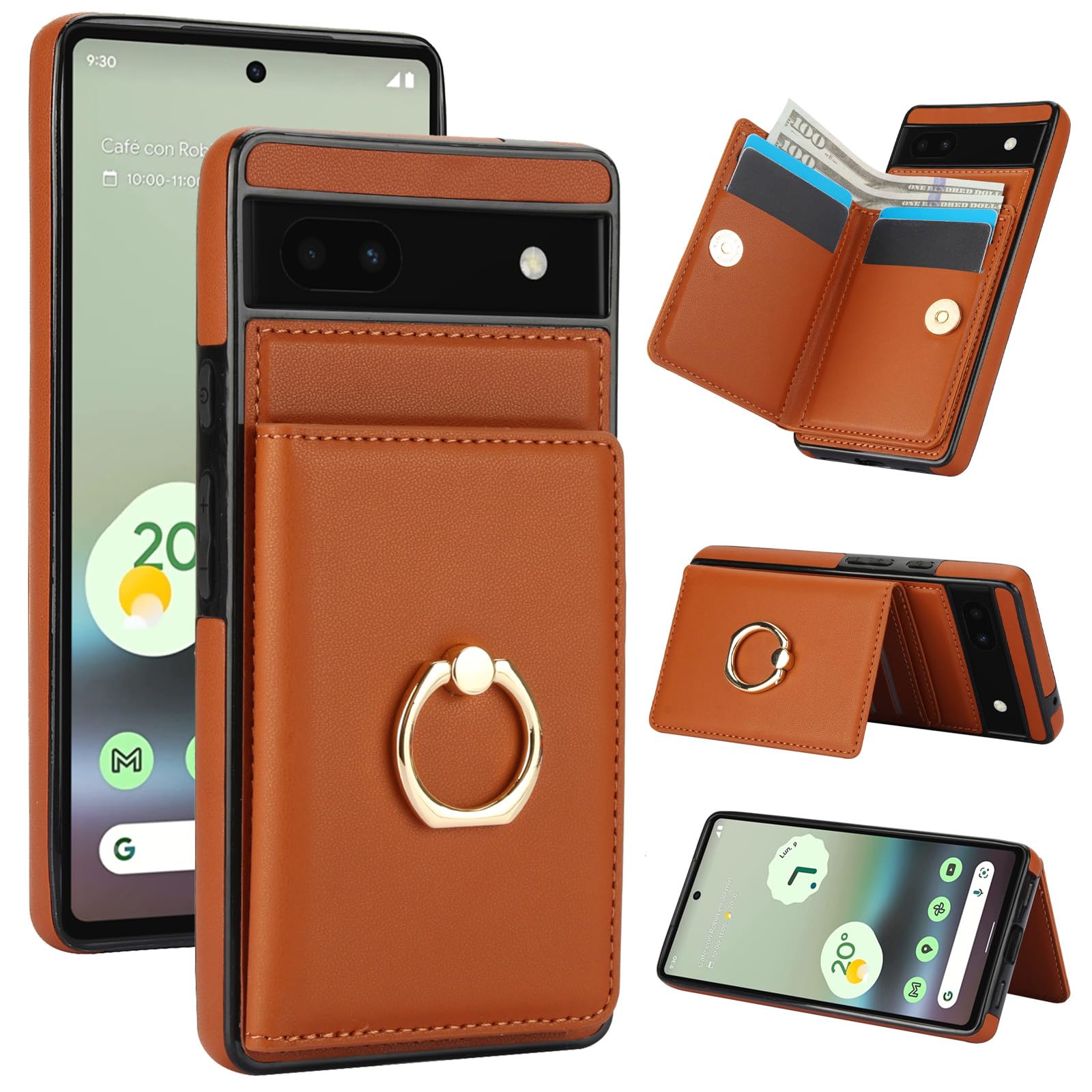 Amazon.co.jp: グーグル ピクセル6A ケース 手帳型 リング付 PUレザー