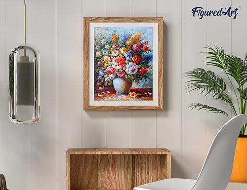 Vista 17 de Figured'Art - Juego de pintura por números, lienzo enrollado sin marco, para manualidades, para adultos, 16 x 20 pulgadas, jarrón de peonías