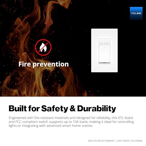 Vista 3 de YoLink - Interruptor de pared, interruptor de luz inteligente de 1/4 milla de alcance súper largo de 1/4 milla, interruptor de pared de 10 A