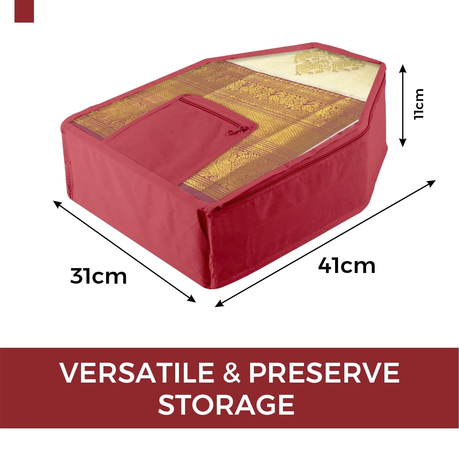 Kuber Industries Blusenabdeckung | Kleideraufbewahrungstasche | Reißverschluss Kleiderschrank Organizer | Kleider-Organizer mit angenähter Tasche | Vlies-Vorderseite transparente Blusenabdeckung | 12