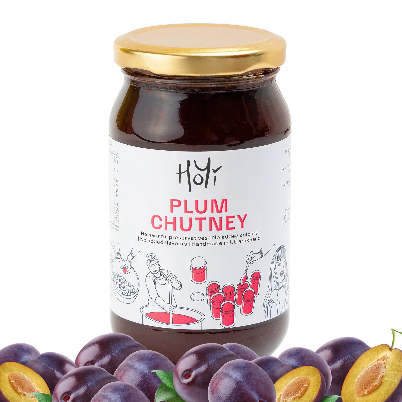 HoYi Plum Chutney - Handmade, No Added Colors, Sweet & Tangy Flavor - Fresh from Farm to Jar, Authentic Indian Taste, Empowers Women Farmers, Eco-Friendly Packaging (250 GMS)-image-12
