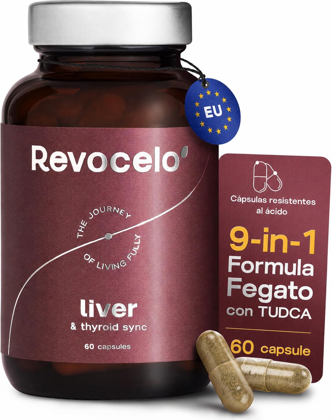 Detox Fegato con TUDCA 300mg, Cardo Mariano e Silimarina, Disintossicante Forte, Complesso Fegato e Tiroide, Liver Complex Vegano, Prodotto in UE, 60 Capsule