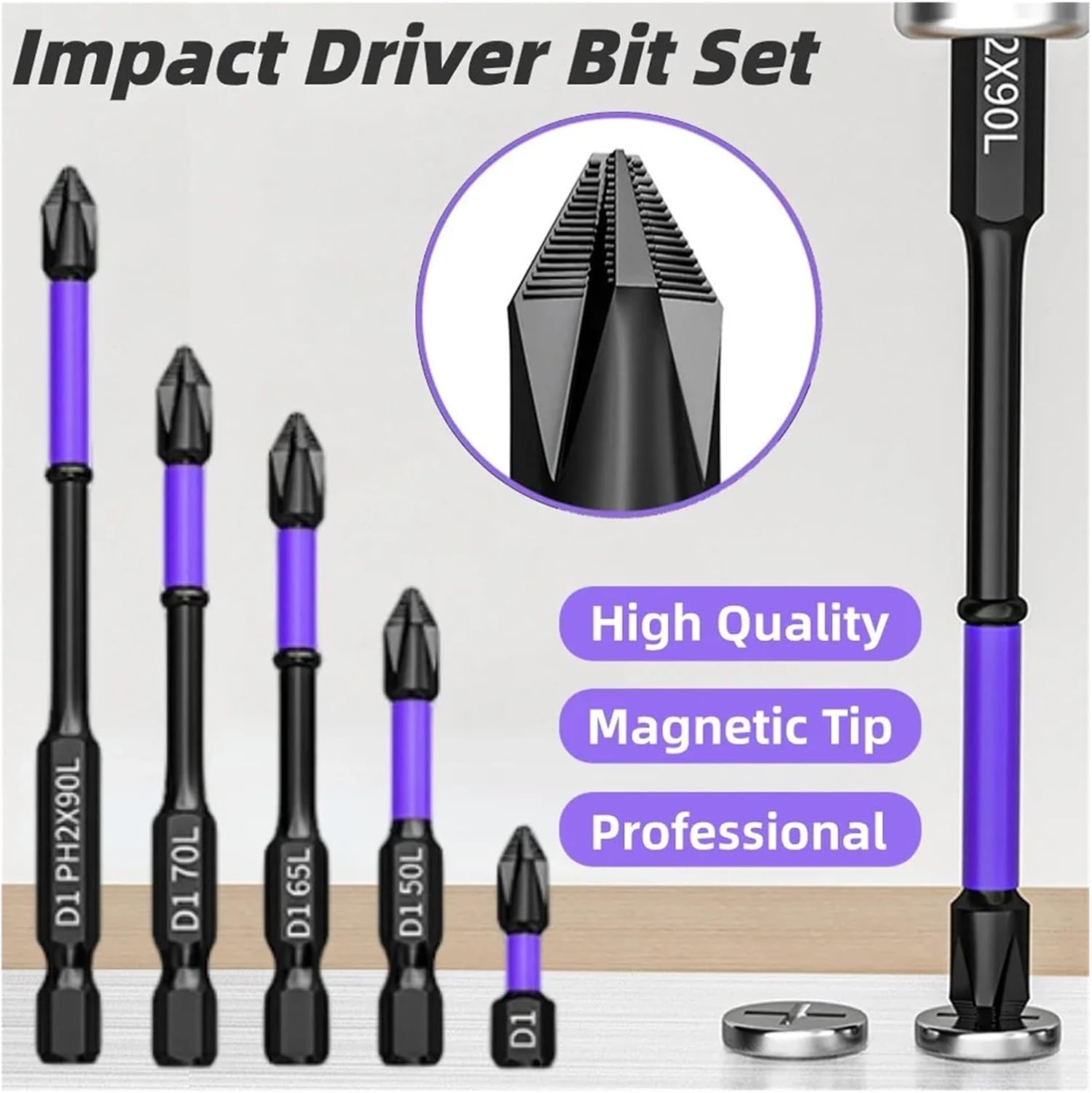 Cross Screwdriver Bits D1 High Hardness Anti-Shock Batch Head Non-Slip Impact Driver Bit Sets for Power Drilling