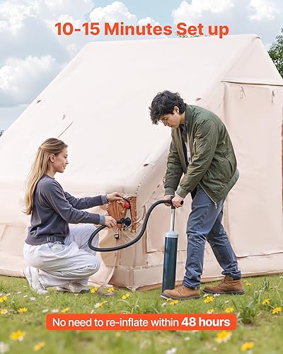 Miniatura 2 de VEVOR Inflatable Tents for Camping, Easy Setup Blow up Tent with Hand Pump, 4 Season Glamping Tent with Stove Jack, Doors & Mesh Windows, Storage