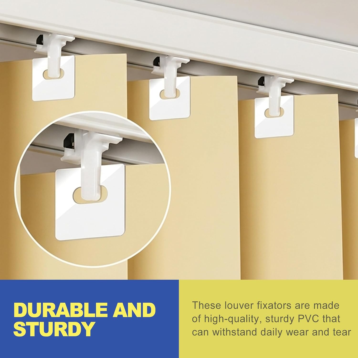 60 Pcs Vertical Blind Repair Tabs Heavy Duty Blind Clips Saver. Vertical Blinds Repair Kit for Fixing Broken Replacement Blind Slats Strong Self-Adhesive Stickers Clear Window Solution