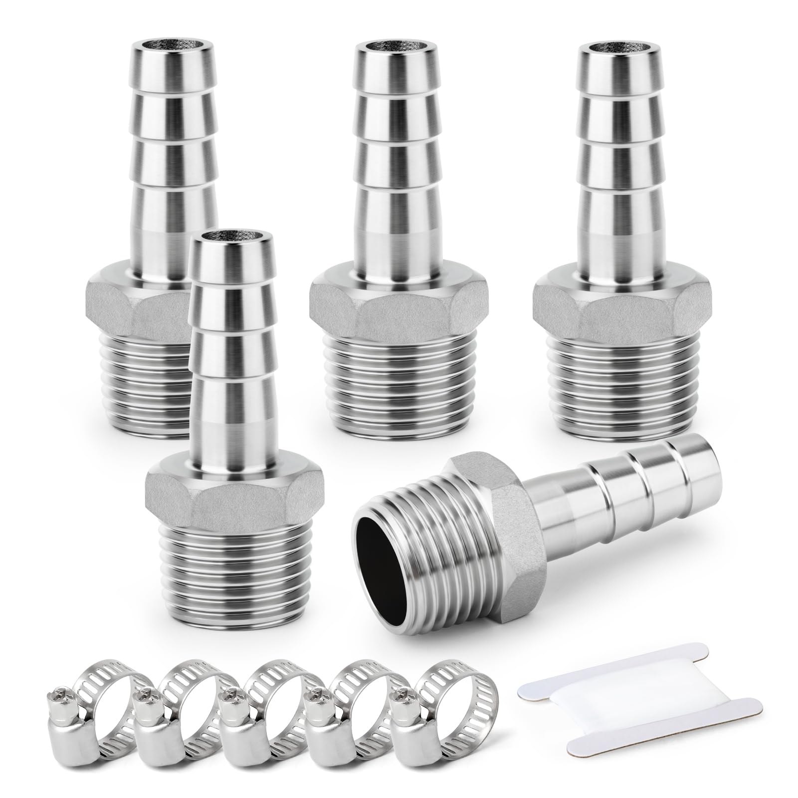 10 piezas de acero inoxidable 304 8 mm OD Barb a 1/2 "BSP barb de manguera macho, el agua de compresión de accesorios, industrial — view 21