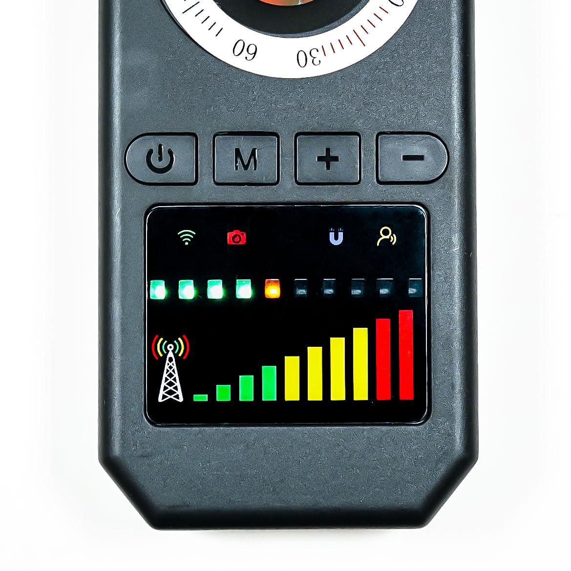 Detector Profesional para Dispositivos Espía, Micrófonos Ocultos, Cámaras y Localizadores GPS – Portátil de Alta Sensibilidad para Detectar Señales Inalámbricas, Interceptores GSM WIFI GPS (AK)
