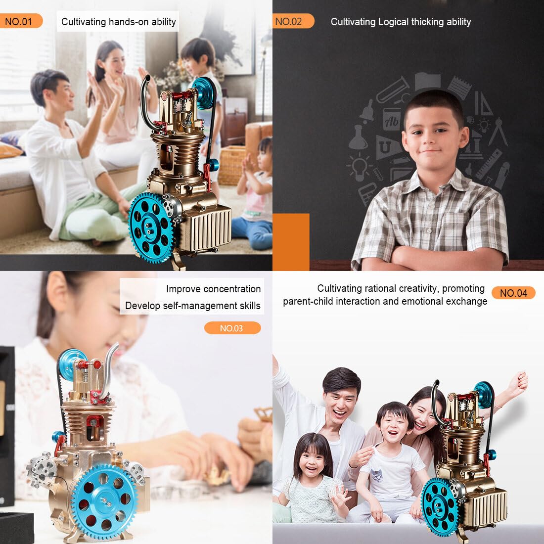 All-Metal DIY Engine Model Kit - Single Cylinder Mechanical Assembly Toy For Adults & Teens