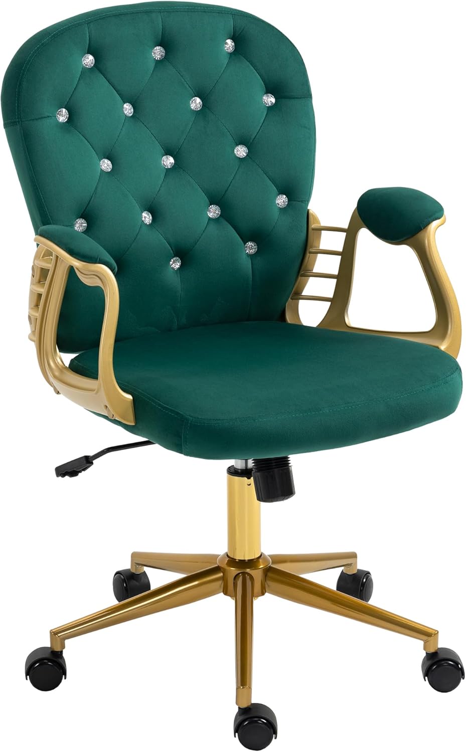 cayglow Velvet Office Chair Desk Chair Comfy with Gold Base, Comfortable Makeup