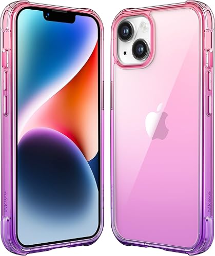 Mkeke for iPhone 14 Case for iPhone 13 Case Gradient Purple-Pink Shockproof Bumpers Cases for iPhone 1314