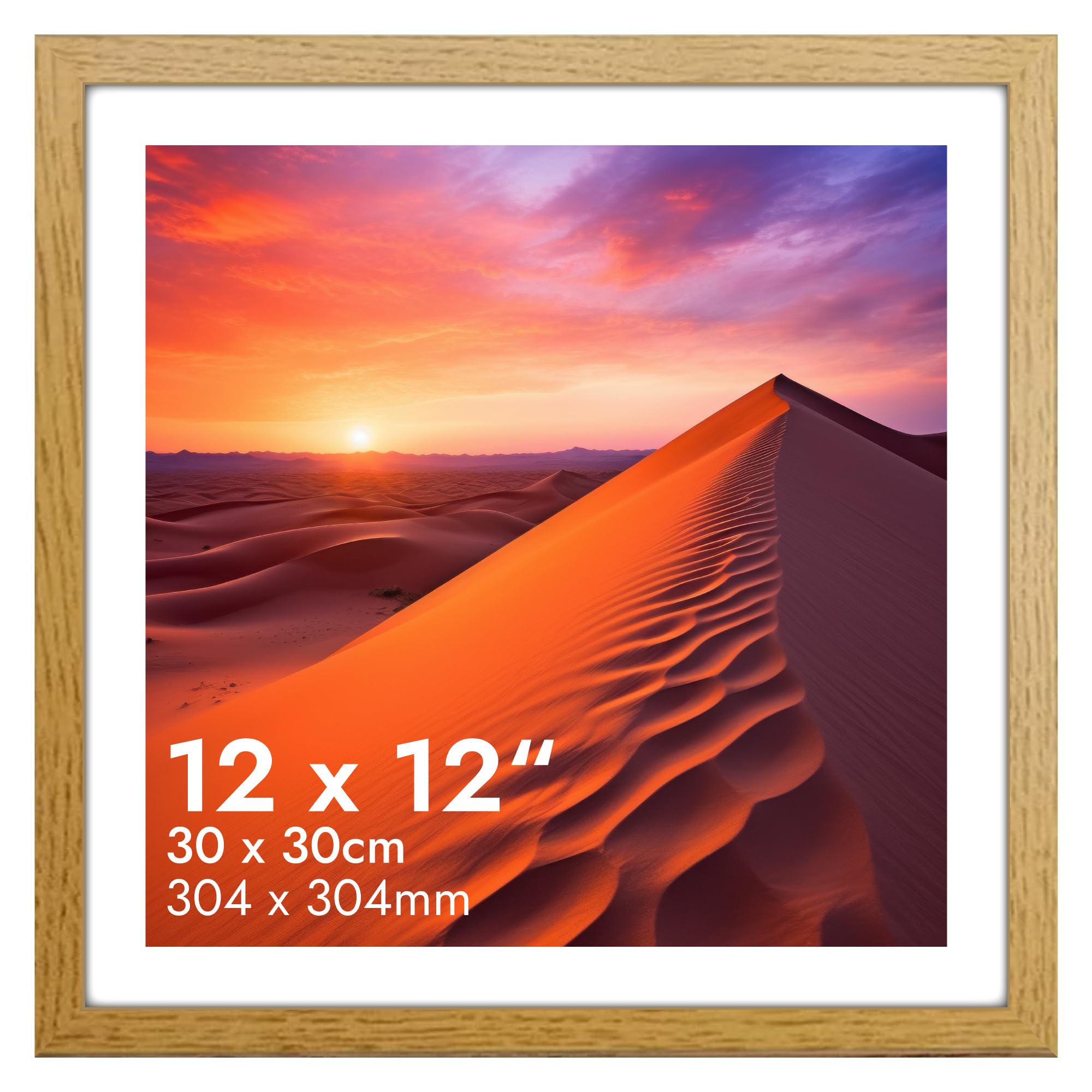 HNK Oaksquare Picture Frames 30x30cm Engineered Wood and Plexiglass, 12x12" Picture Frame Dual Orientation Landscape or Portrait, Square Photo Frame Wall Hanging Display Photos