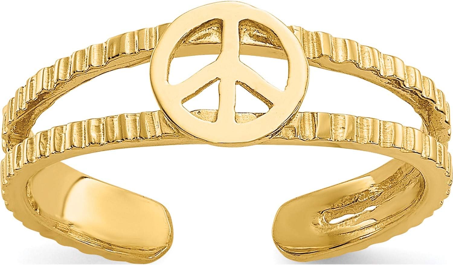 14K Yellow Gold Peace Sign Toe Ring - Jewelry By Sweet Pea