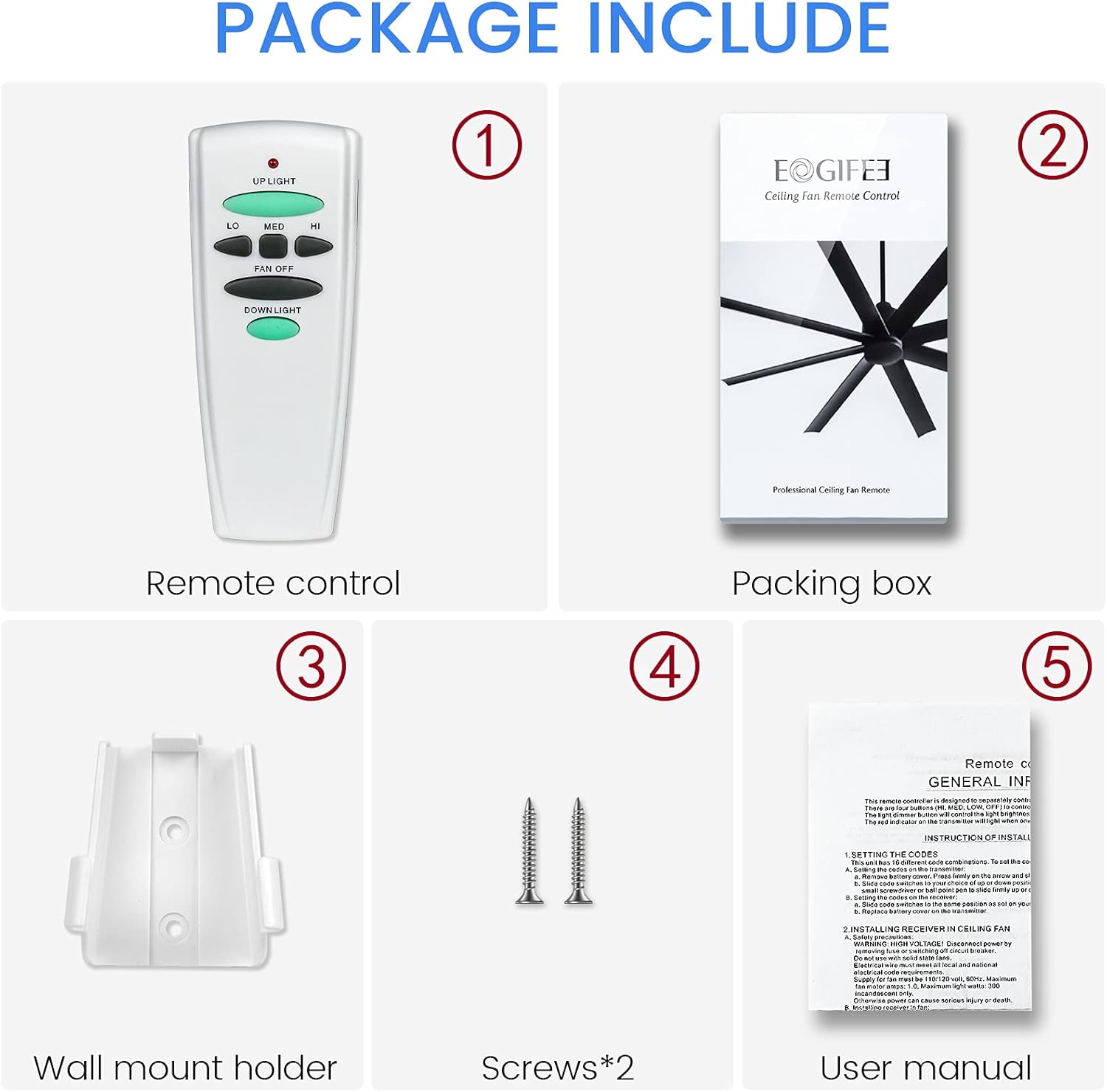 Eogifee Ceiling Fan Remote Control Replacement of Hampton Bay UC7078T with Up and Down Light