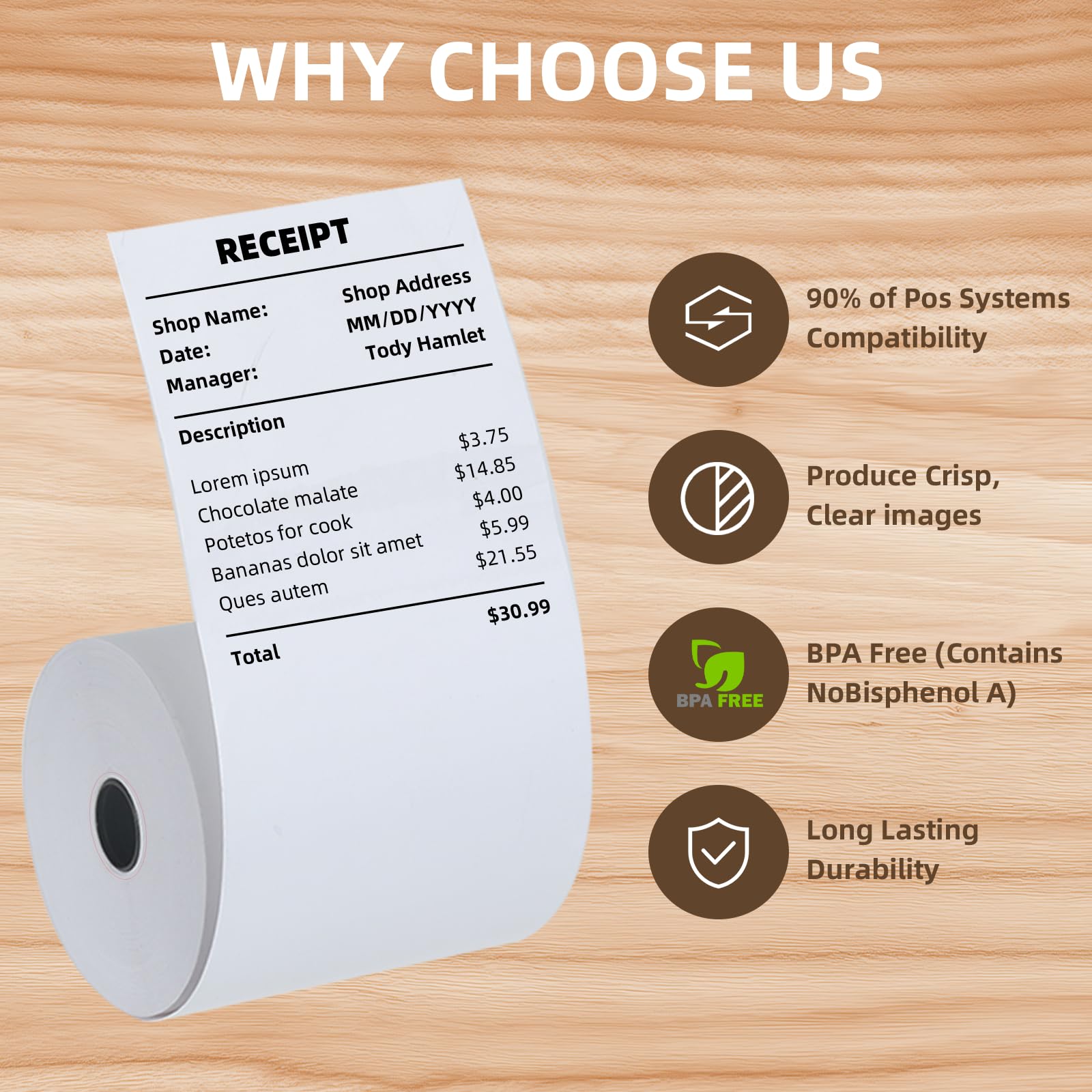80 x 40 mm Till Rolls BPA Free Thermal Receipt Paper Rolls for Just Eat, Uber Eats & Mobile Card Machines PDQ Credit Card Machines, POS Cash Register (20 Rolls) - Image 3